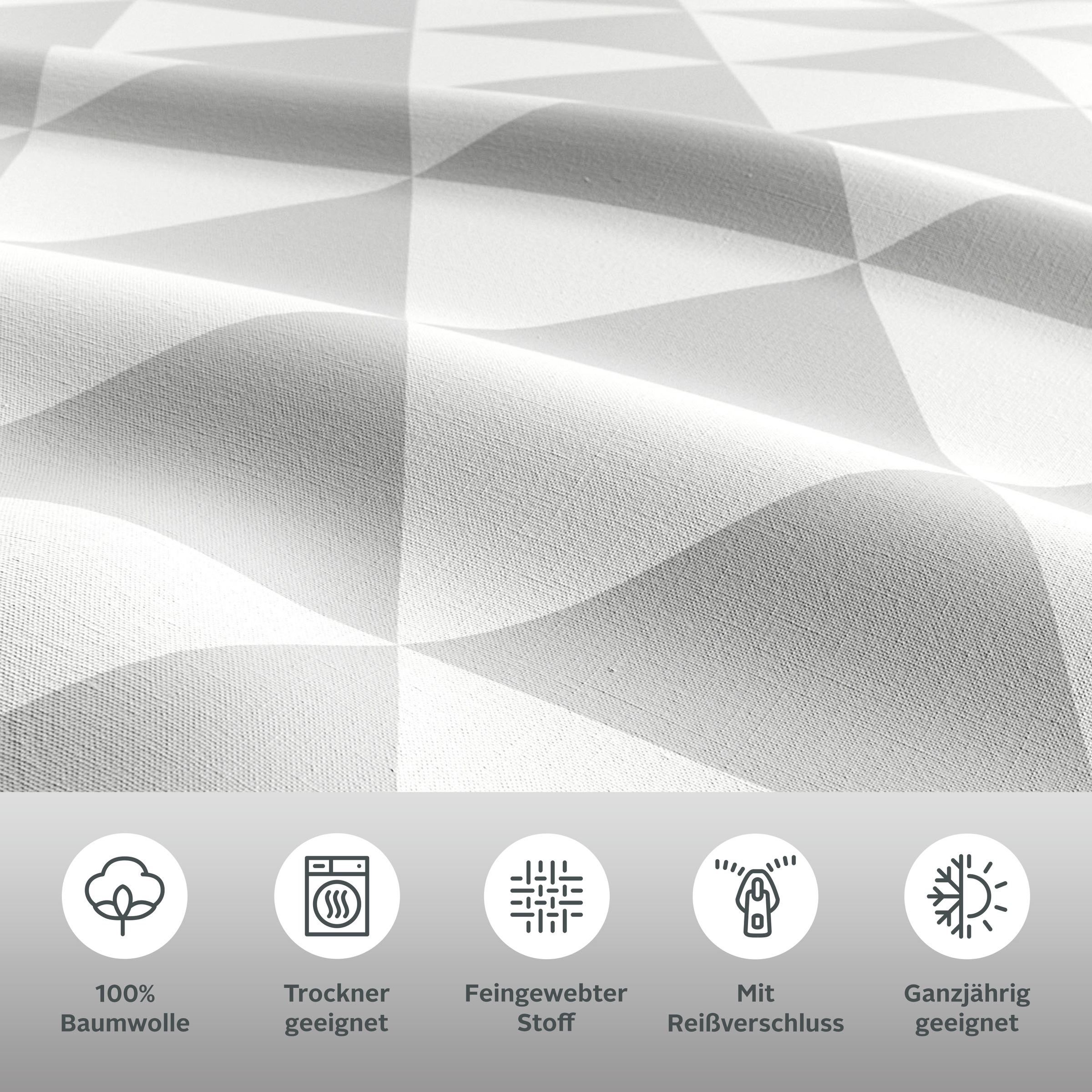 Lüttenhütt Linge de lit »Gretje in Gr. 135x200 oder 155x220 cm« 2 cuis tlg. Bettwäsche aus Baumwolle, grafische Bettwäsche mit Reissverschluss