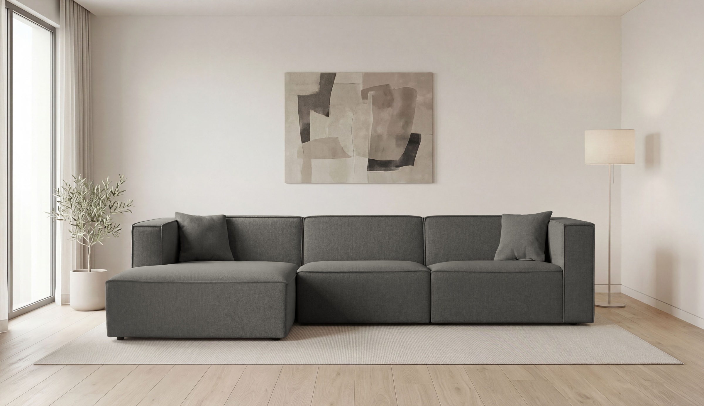 GOODproduct Ecksofa »Tammie« Breite 312 cm, Webstoff fein, bodentief, mit Wellenunterfederung