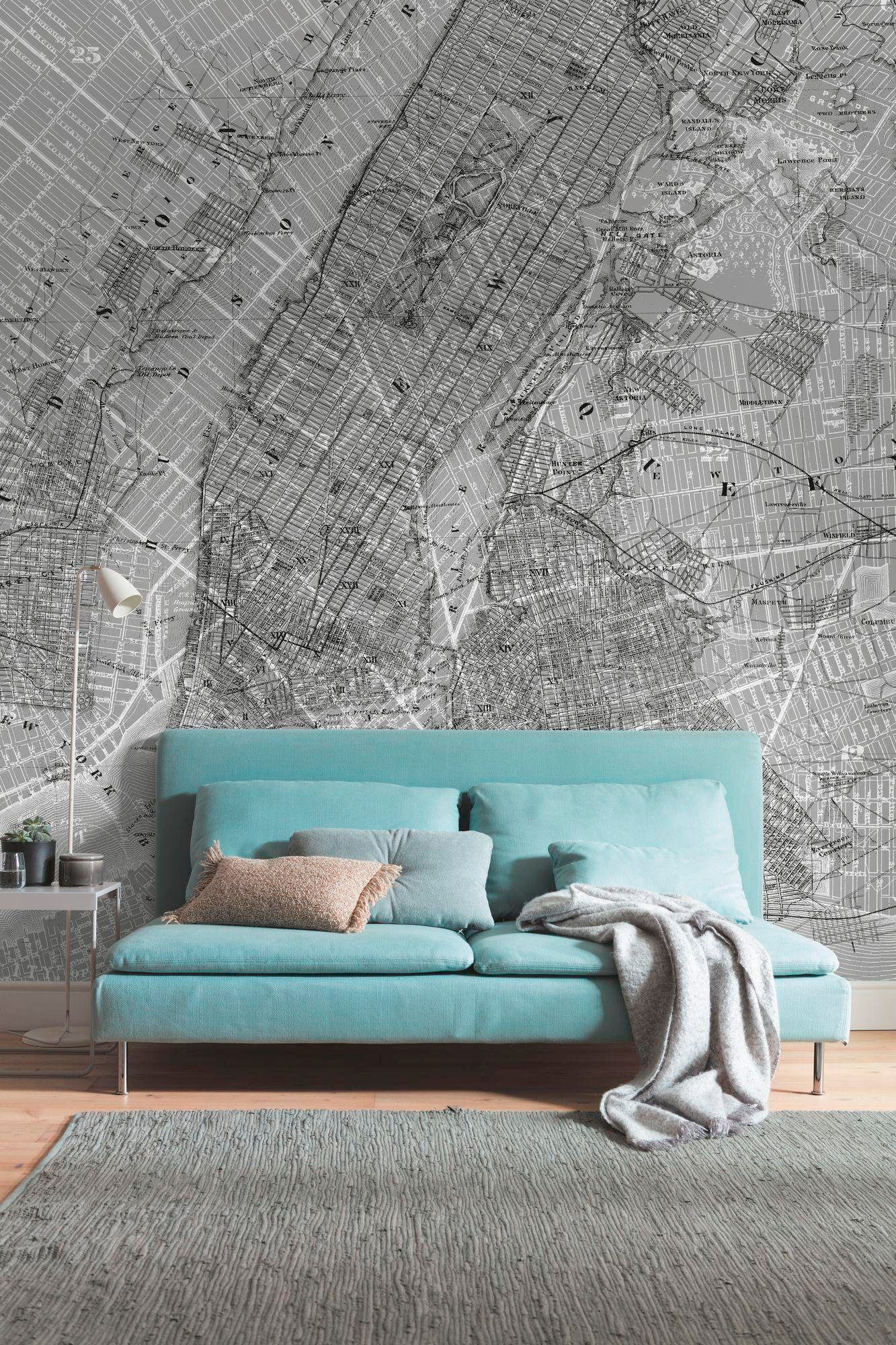 Komar Vliestapete »Digitaldruck Vlies -  NYC Map - Grösse 200 x 250 cm« bedruckt glatt Wohnzimmer, Schlafzimmer