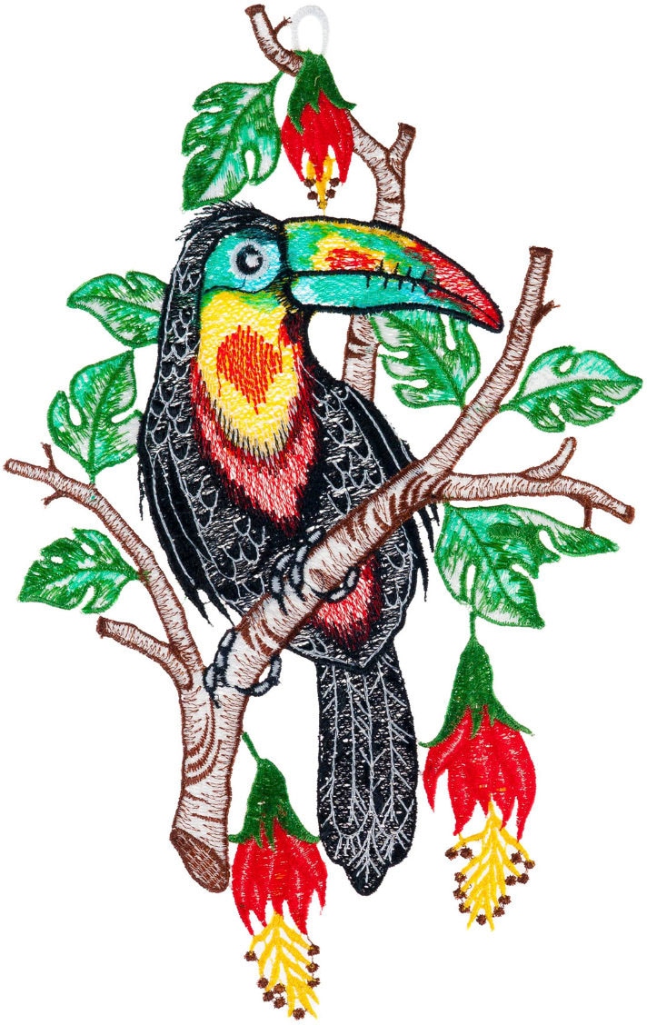 Image of W. Reuter & Sohn - Plauener Spitze® Fensterbild »Fensterbild "Tukan" farbig« bei Ackermann Versand Schweiz