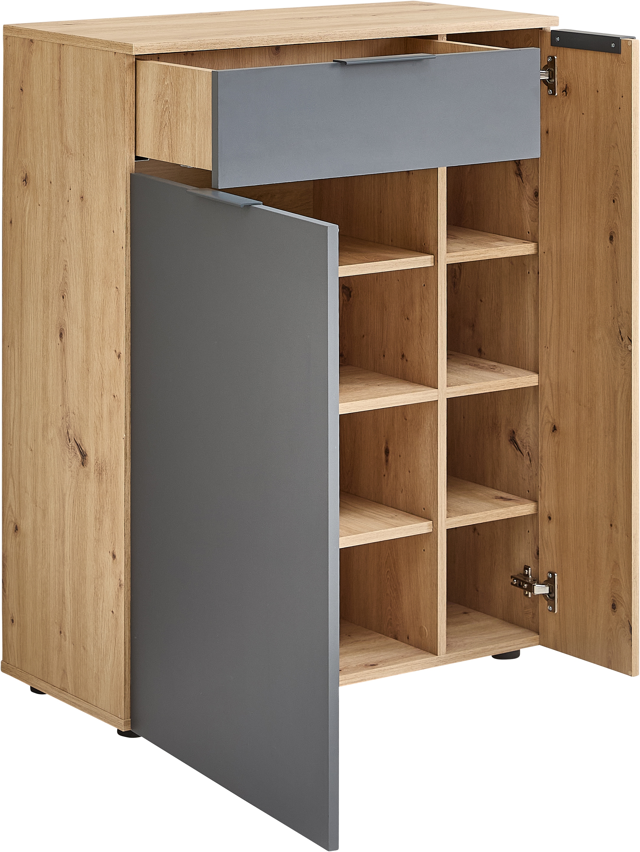 HBZ Schuhschrank »Volano in Anthrazit, BxHxT 80x103x38cm«, (1 St.), Mit 2 Türen, 1 Schubkasten, 4 Einlegeböden, 3 feste Böden