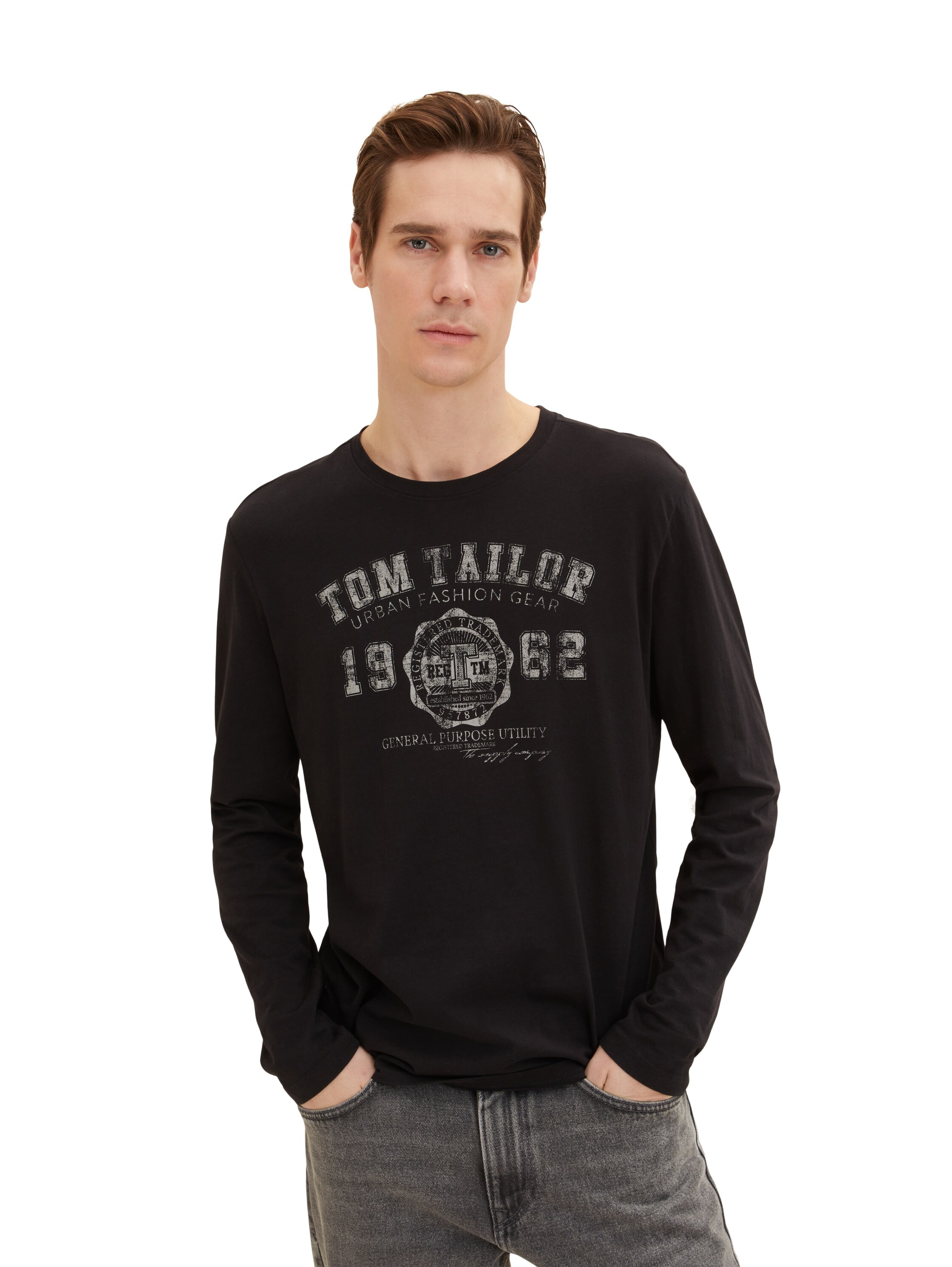 TOM TAILOR Langarmshirt, (Packung, 2 tlg.), mit Logo Print