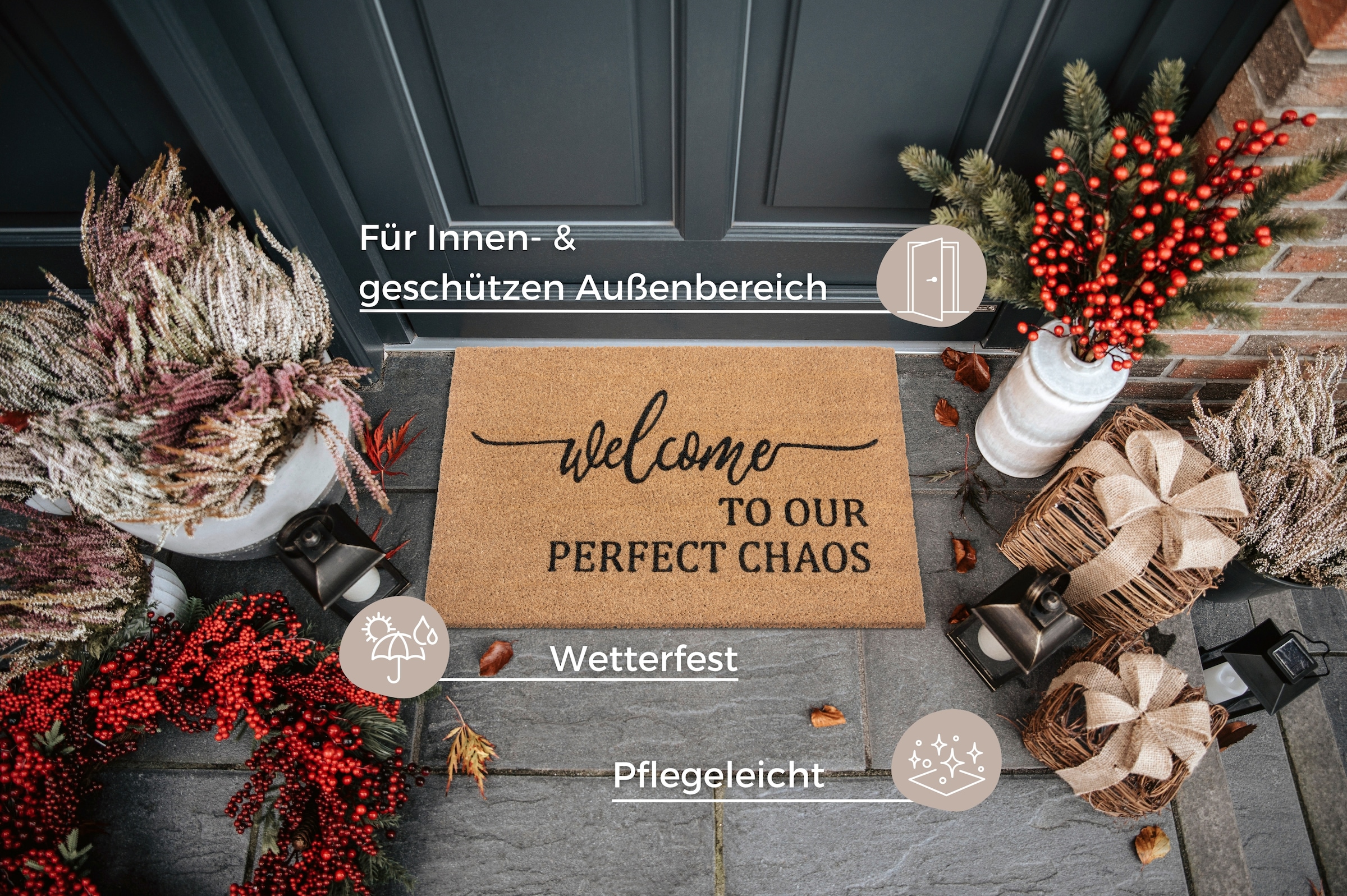HANSE Home Fussmatte »Kokos Perfect Chaos, Türmatte«, rechteckig, 15 mm Höhe, Kokos, Schmutzfangmatte, Outdoor, Rutschfest, Innen, Kokosmatte, Flur