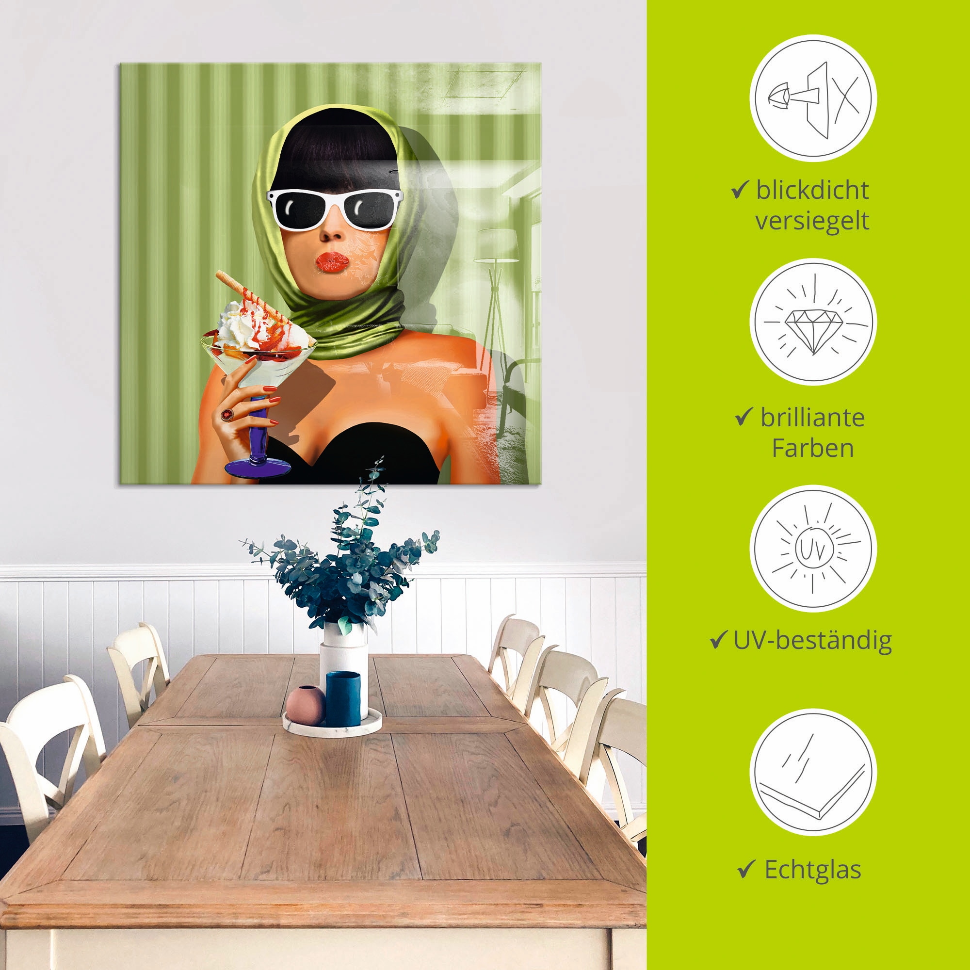 Artland Tableau en verre »Sommerliebe, Sommer, Sonne und Eiscreme« 1 cuis tlg. in verschiedenen Grössen