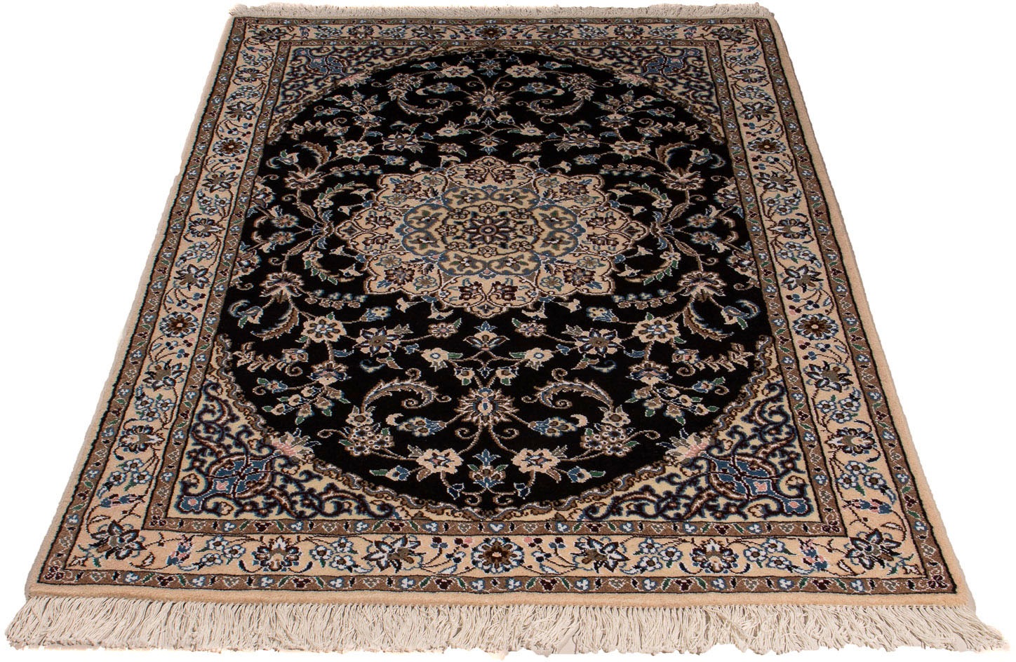 Image of morgenland Orientteppich »Perser - Nain - Royal - 148 x 99 cm - dunkelblau«, rechteckig, 10 mm Höhe, Wohnzimmer, Handgeknüpft, Einzelstück mit Zertifikat bei Ackermann Versand Schweiz