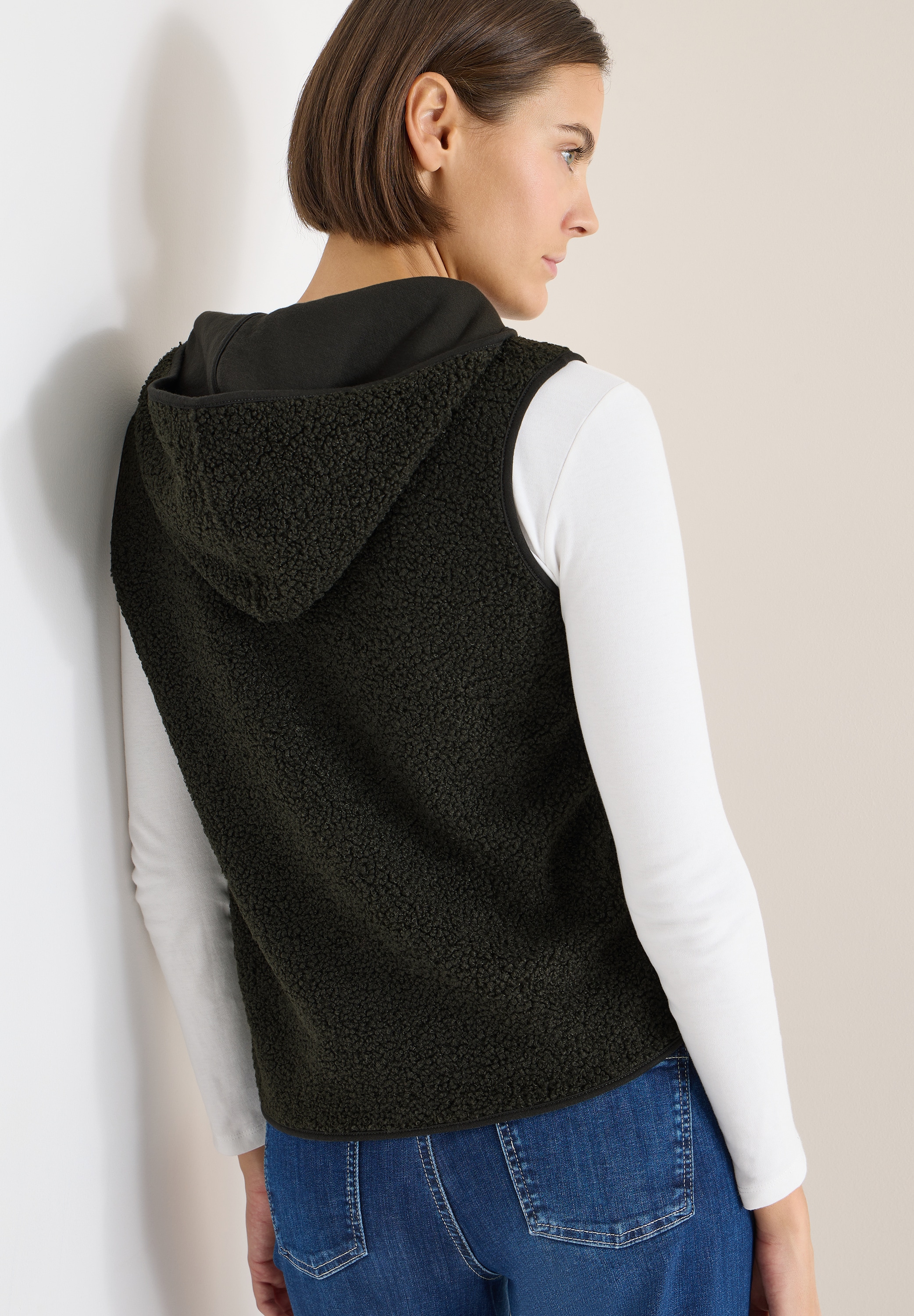 Cecil Gilet en fourrure Teddy-Weste mit Troyerkragen und Kapuze