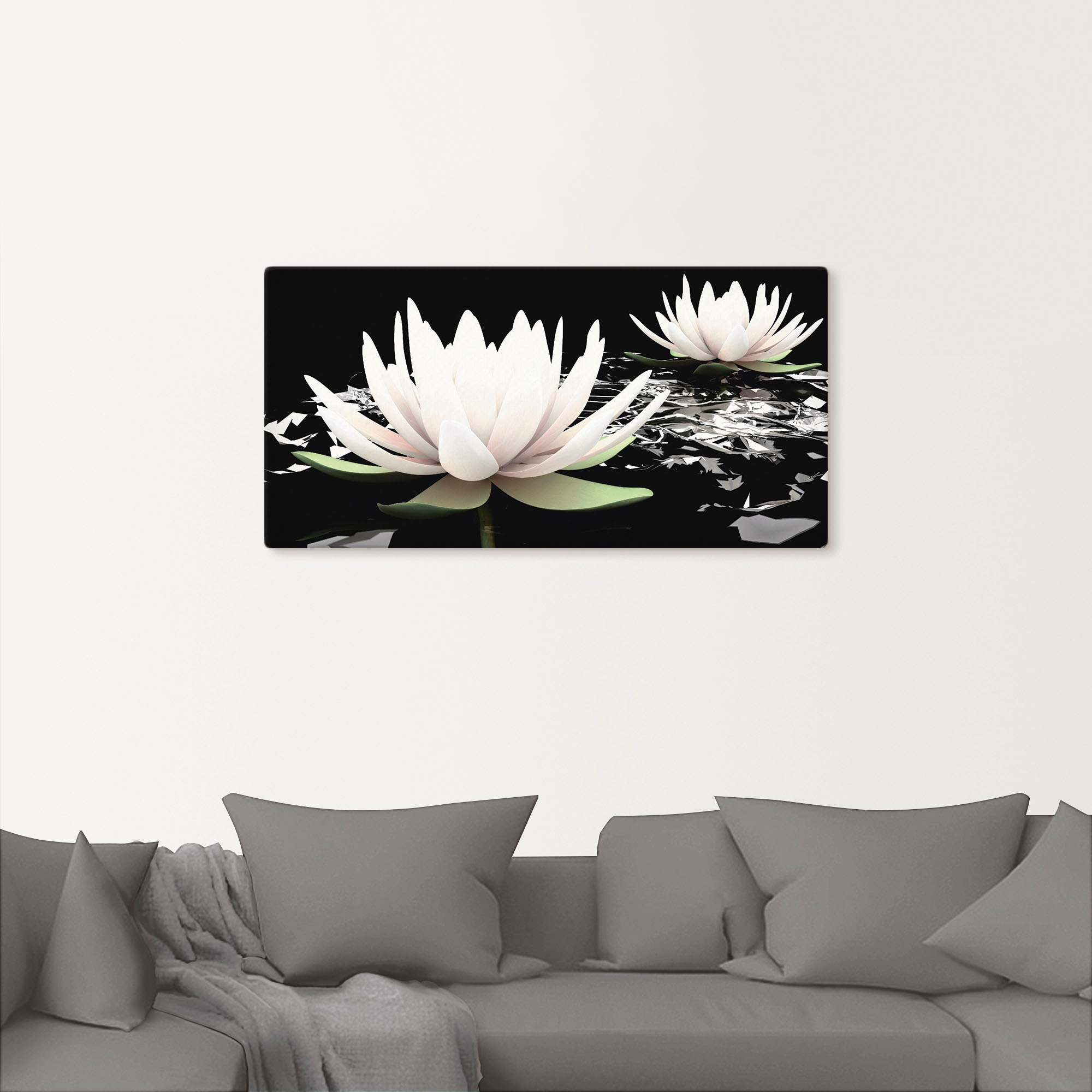 Artland Wandbild »Zwei Lotusblumen auf dem Wasser«, Blumen, (1 St.), als Alubild, Outdoorbild, Leinwandbild, Poster, Wandaufkleber