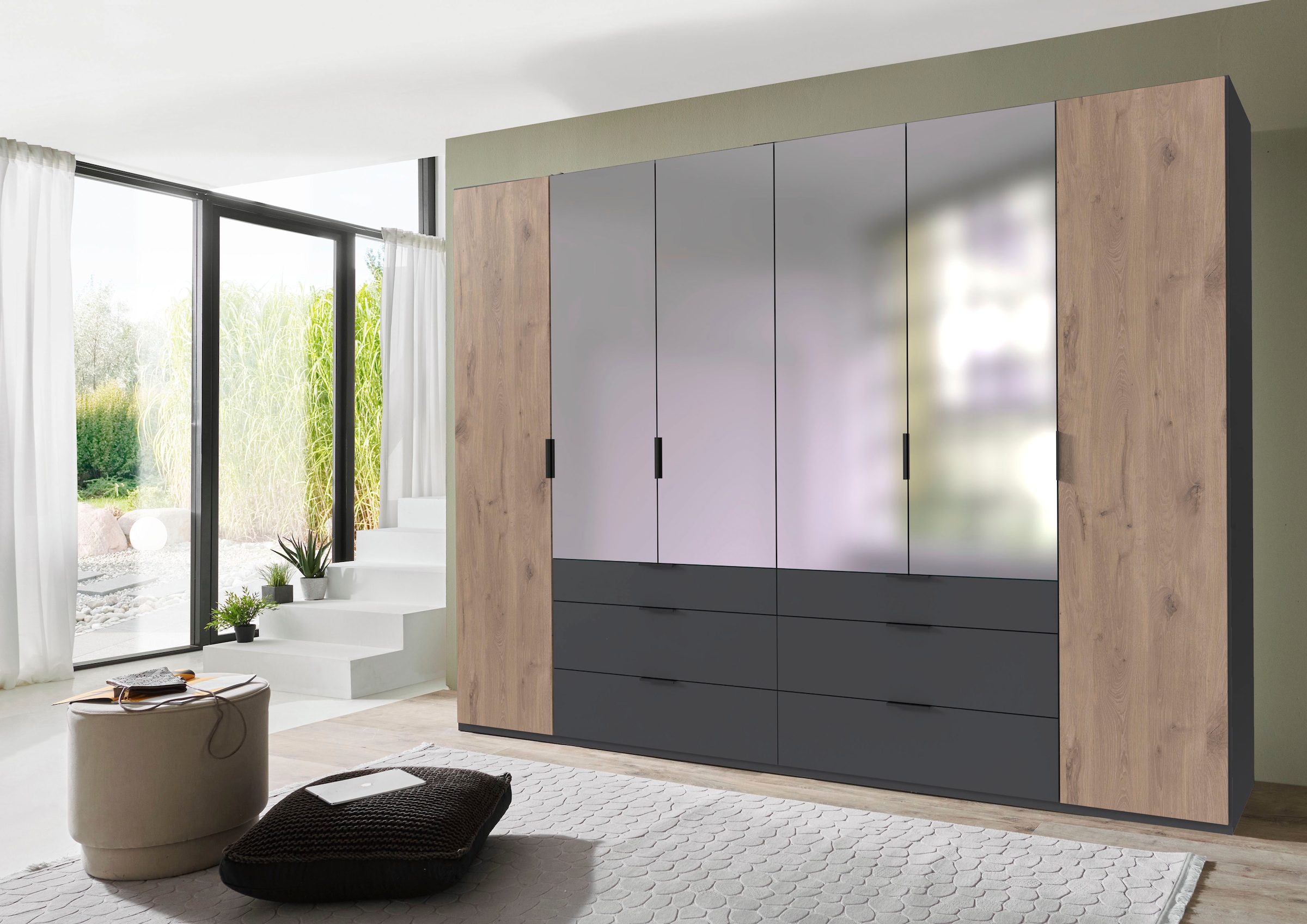 Wimex Drehtürenschrank »Burgos by fresh to go«, mit extra grossen Schubladen, mit Spiegeltüren