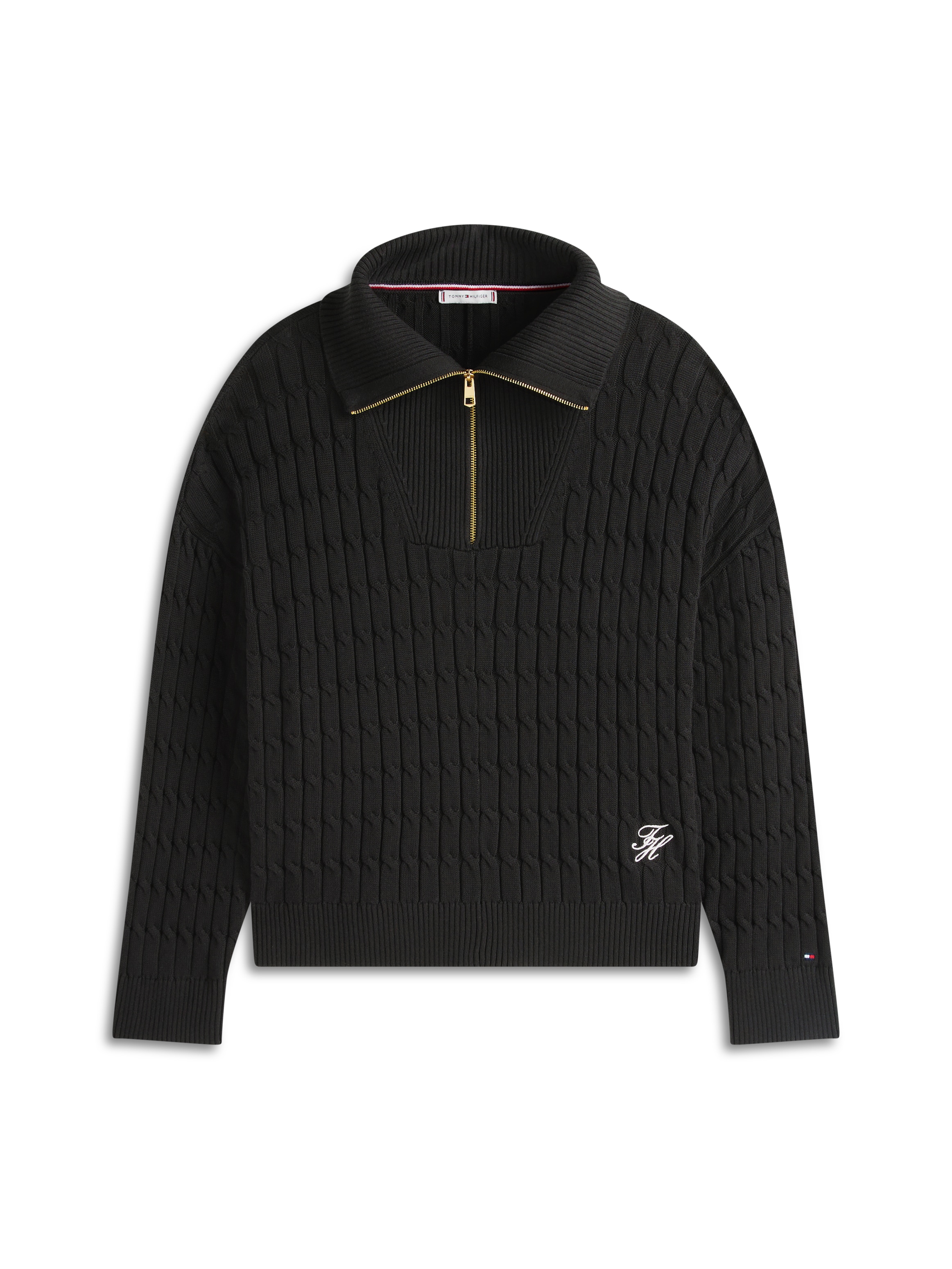 Tommy Hilfiger Curve Troyer »CRV CO CABLE MID GG 1/2 ZIP SWT« in grossen Grössen, mit Zopfmuster