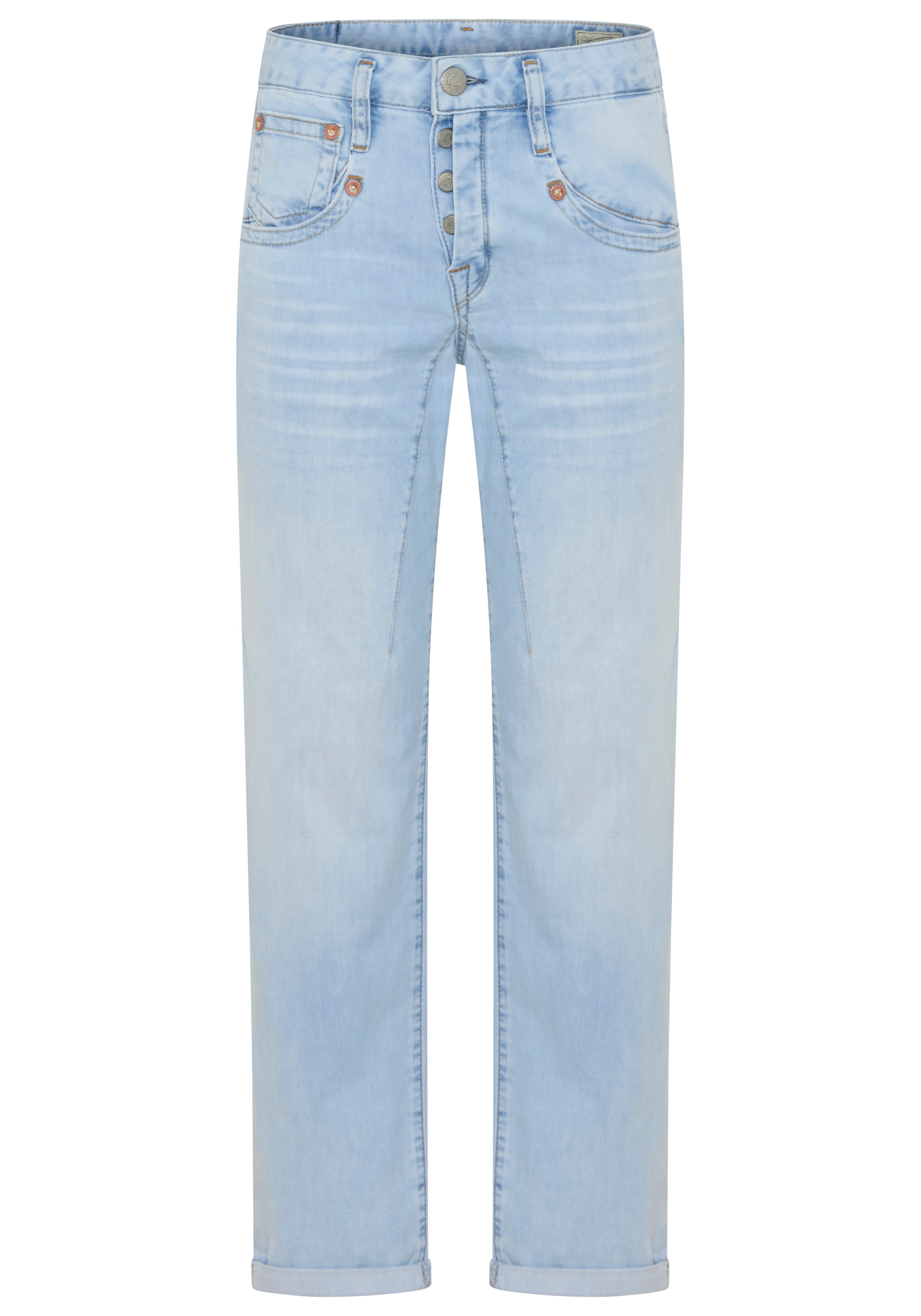 Image of Herrlicher Boyfriend-Jeans "Shyra Tap Denim Light" im Straight Fit, mit Knopfleiste