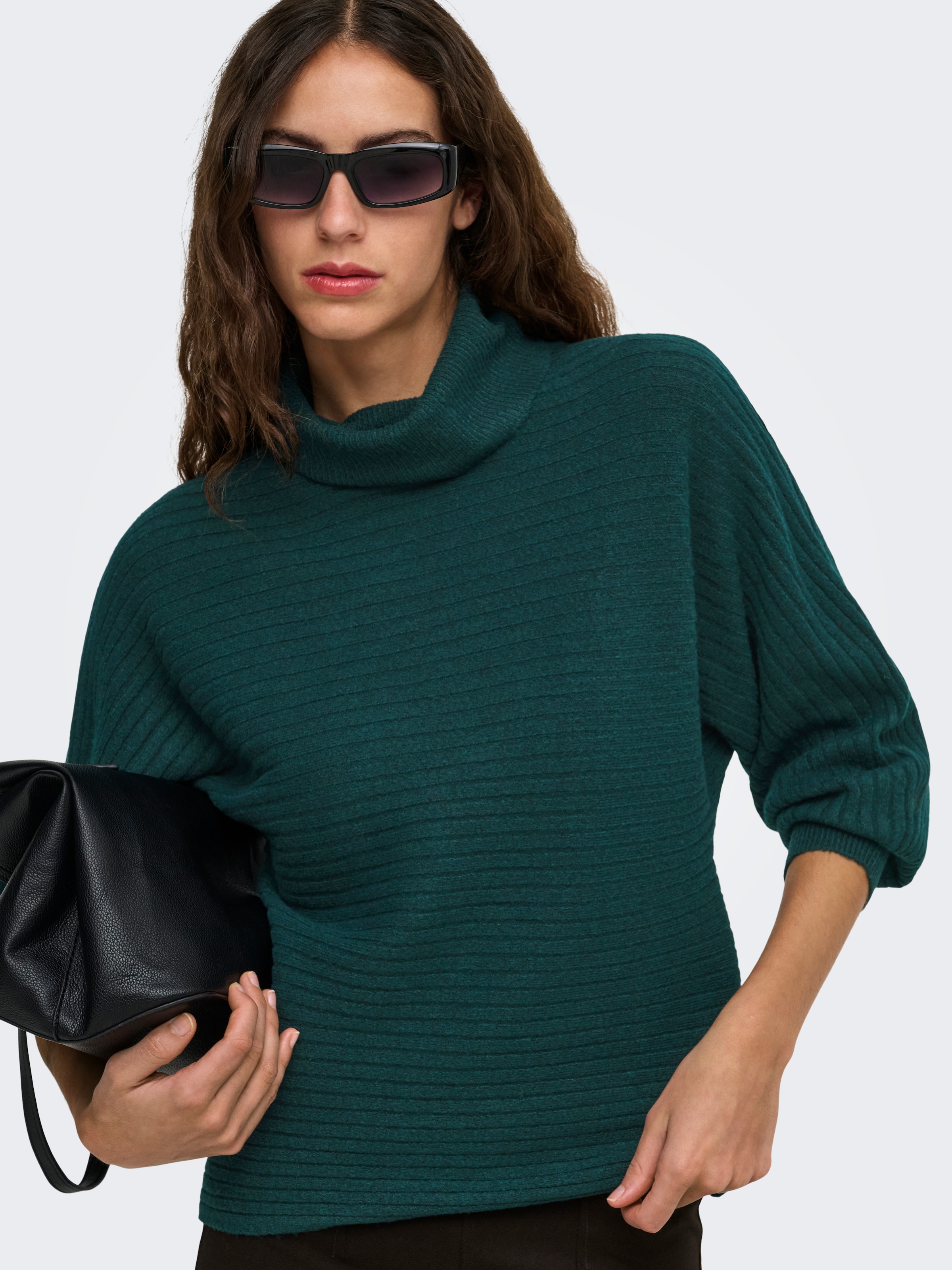 ONLY Pull à col roulé »ONLWINNIE LS ROLLNECK CS KNT« Materialmix, Stretch, regular fit