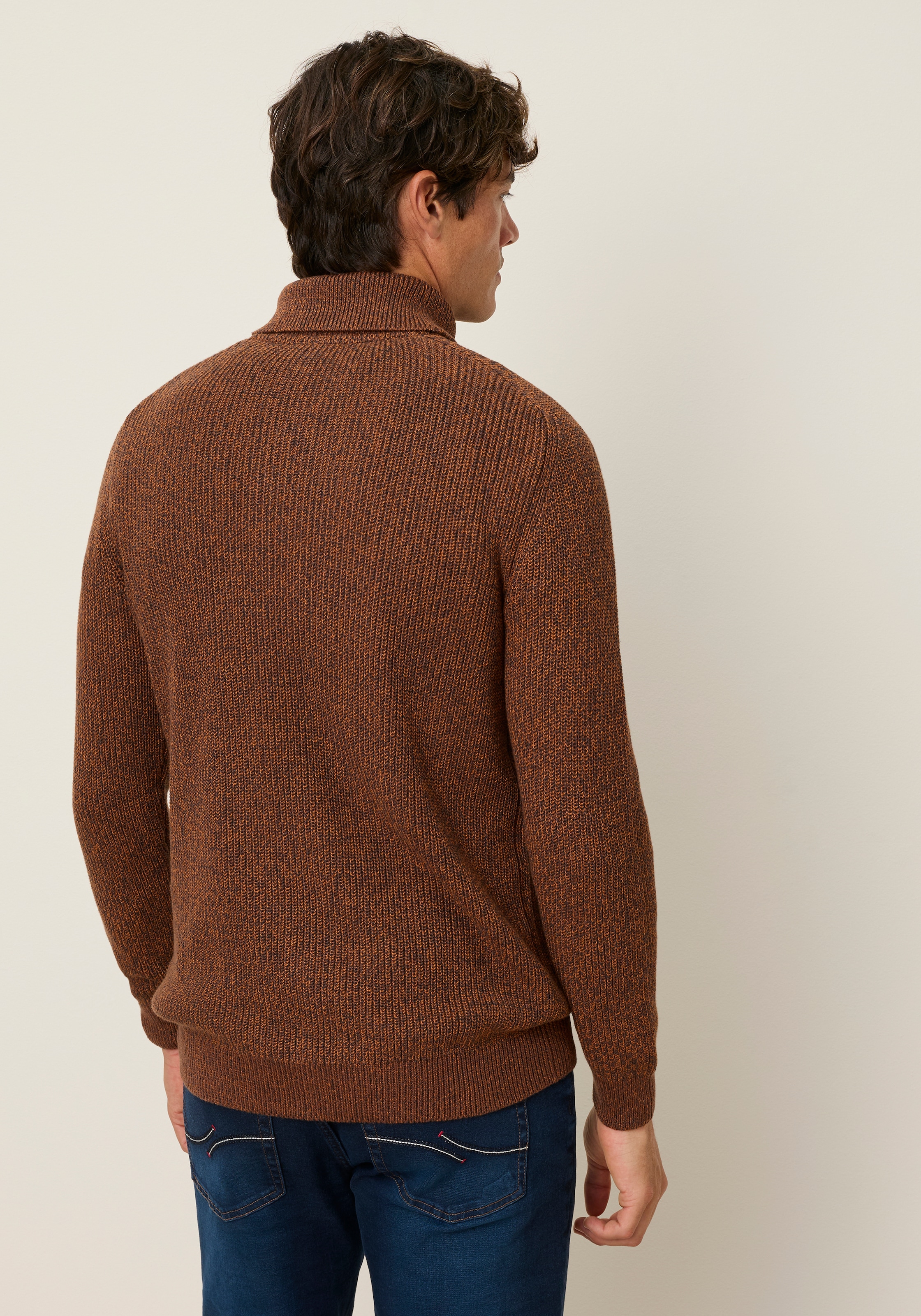 Man's World Pull à col roulé »Neue Kollektion! Melange Effektgarn« manches longues avec manches raglan, en coton, col roulé