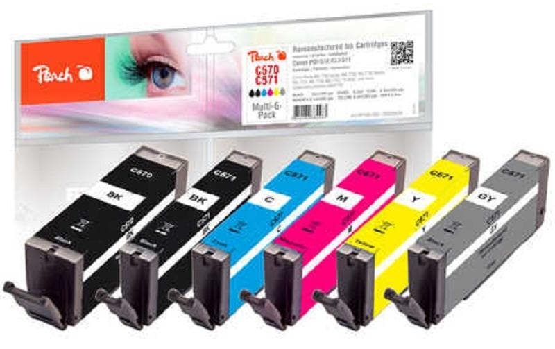 Peach Tintenpatrone »Canon 570/571L, Multi-6-Pack BK/PBK/C/M/Y/G«