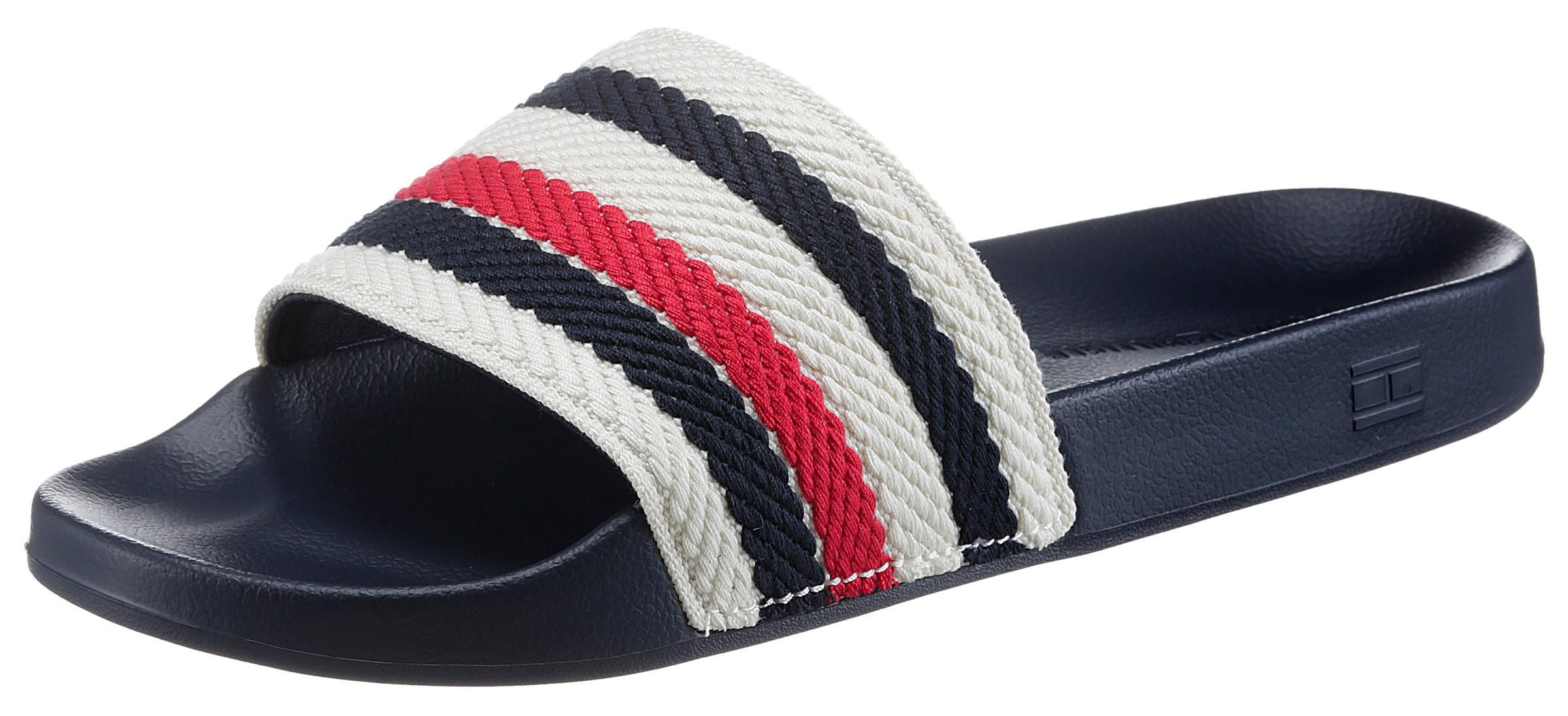 Badepantolette »TOMMY ESSENTIAL POOL SLIDE«, mit gestreifter Bandage