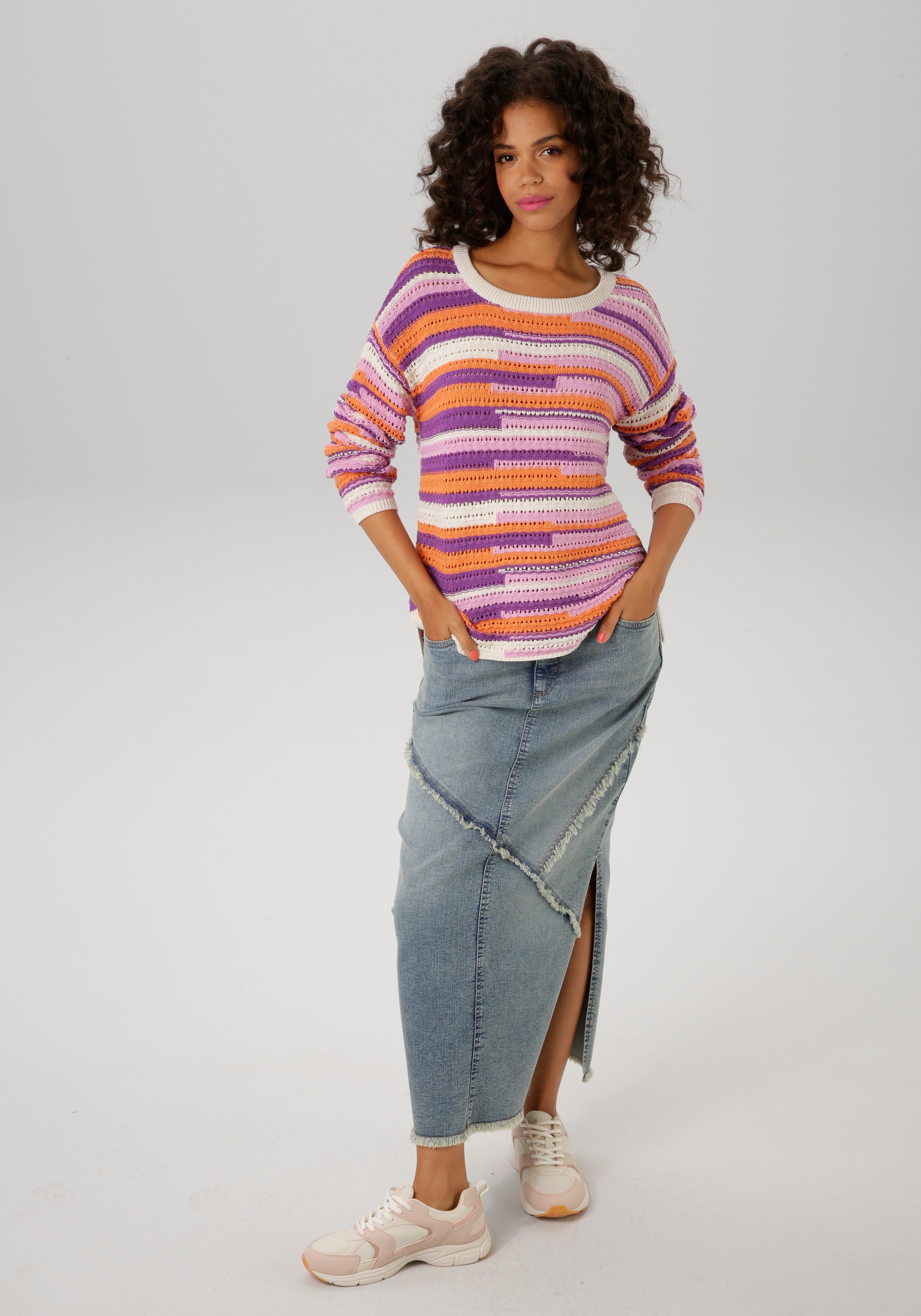 Aniston CASUAL Strickpullover, im extravagantem Streifen-Dessin