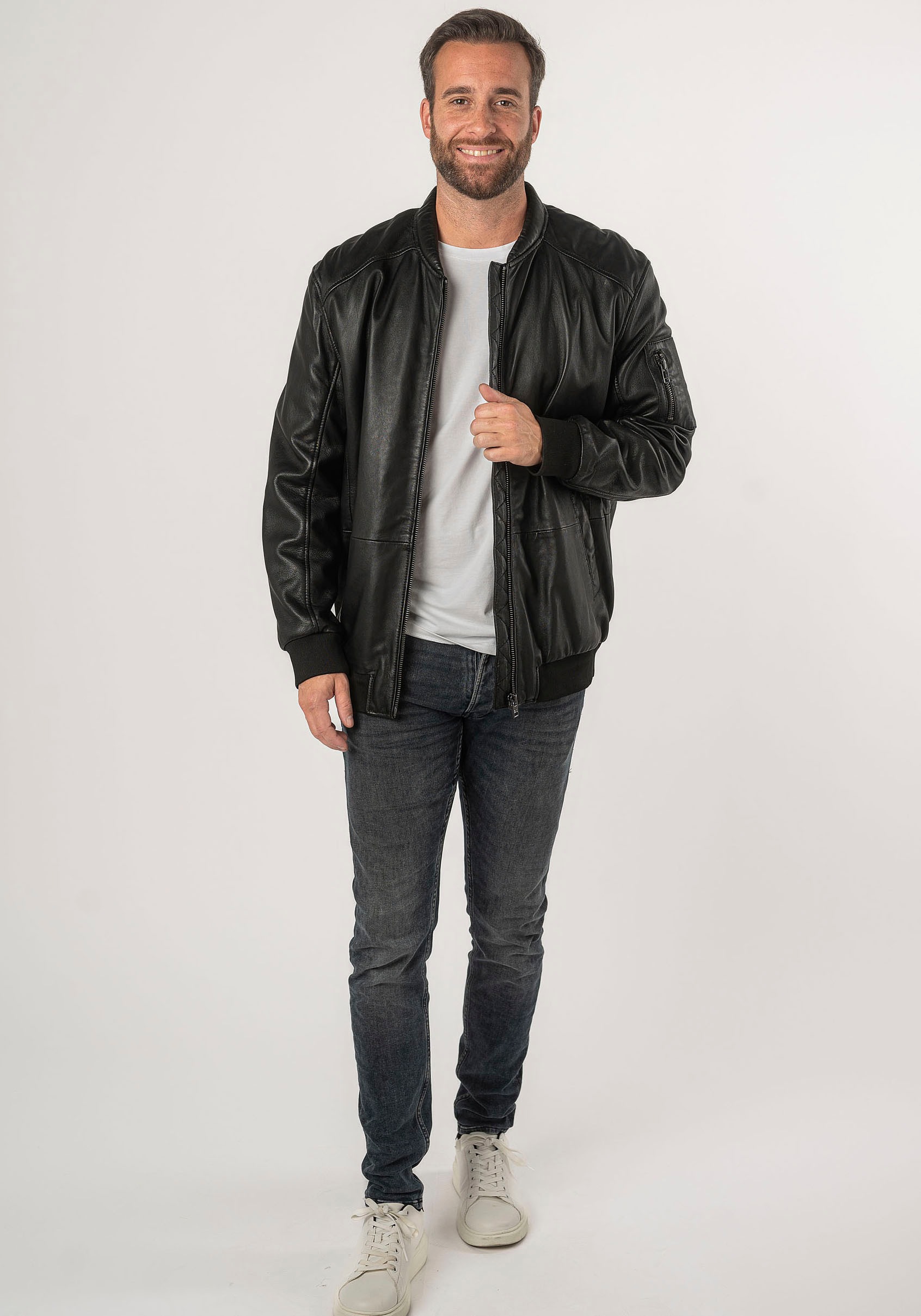 Mauritius Lederjacke »2Mkaira OS«, mit Reissverschluss, Strickbündchen, Ärmeltasche
