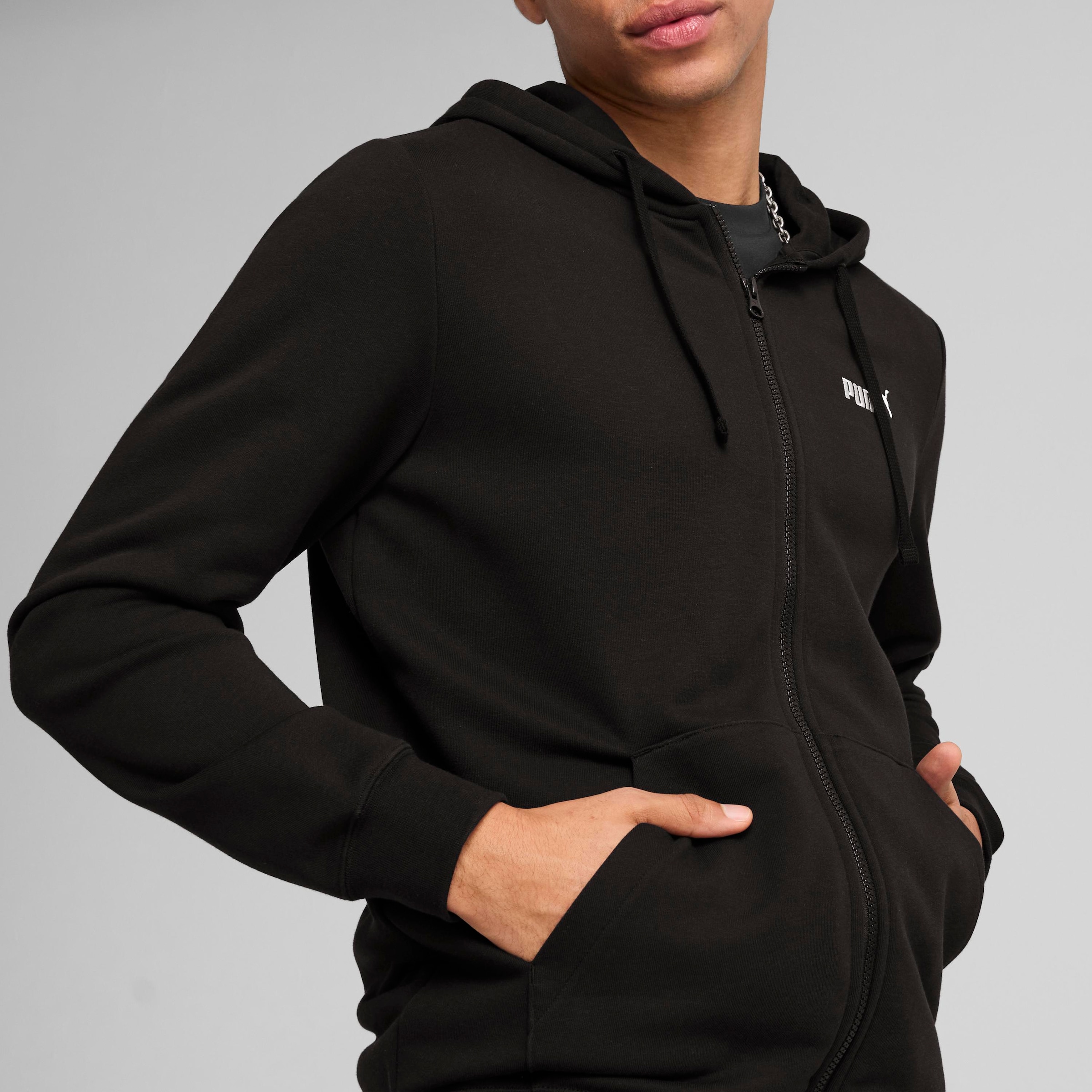 PUMA Kapuzensweatjacke »ESS NO 1 LOGO FULL-ZIP HOODIE TR« mit verstellbarer Kapuze, mit Kängurutasche