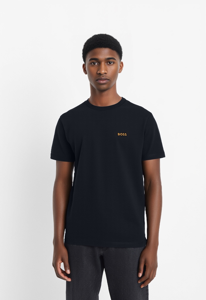 BOSS GREEN Rundhalsshirt »Tee« mit gummiertem Kontrast-Logo