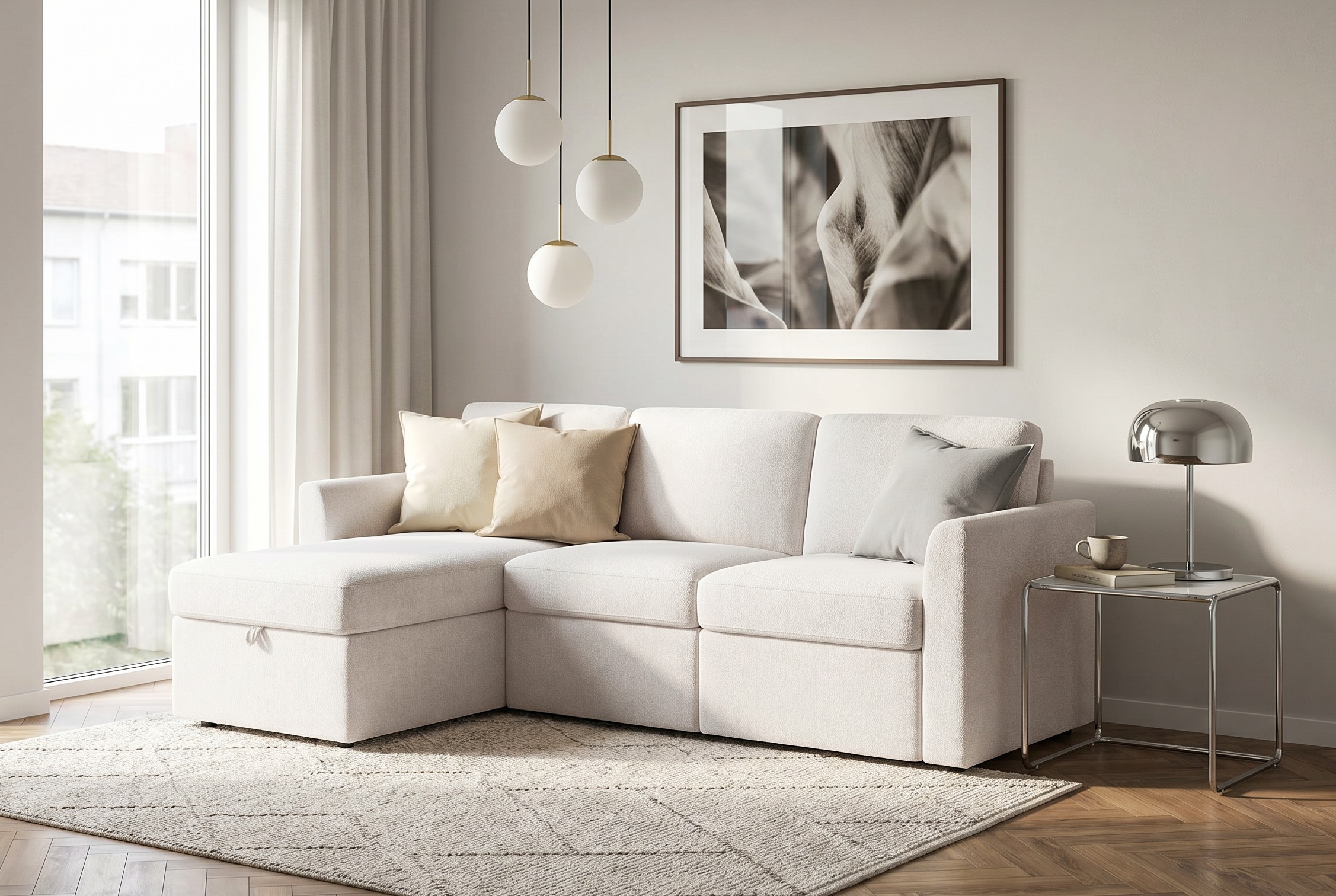 Image of Dorel Home Ecksofa "NORDHUS, L-Form, 200 cm, Recamiere rechts/links montierbar" grosser Stauraum, softer Cord und feiner Webstoff-Bezug