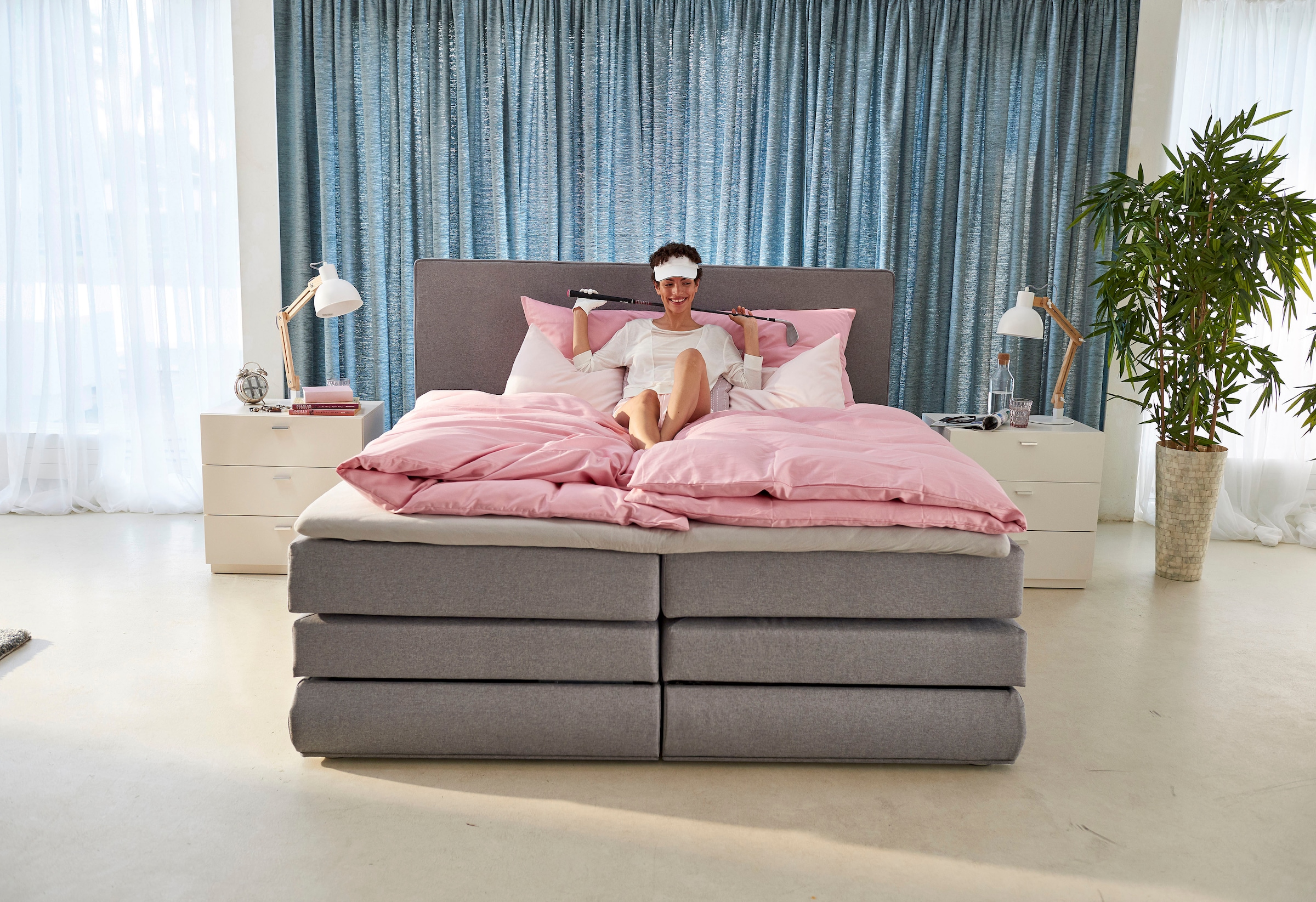 COLLECTION AB Boxspringbett »Ninoni«, inkl. Bettkasten, Topper und wahlweise mit LED-Beleuchtung, Liegefläche 180 x 200 cm