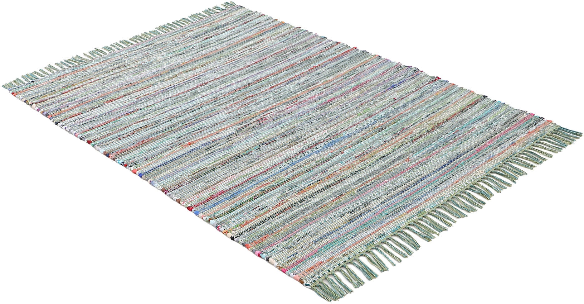 carpetfine Teppich »Kelim Chindi, Wendeteppich«, rechteckig, 6 mm Höhe, handgewebt, Fleckerlteppich mit Fransen, auch vielen in Läufergrössen