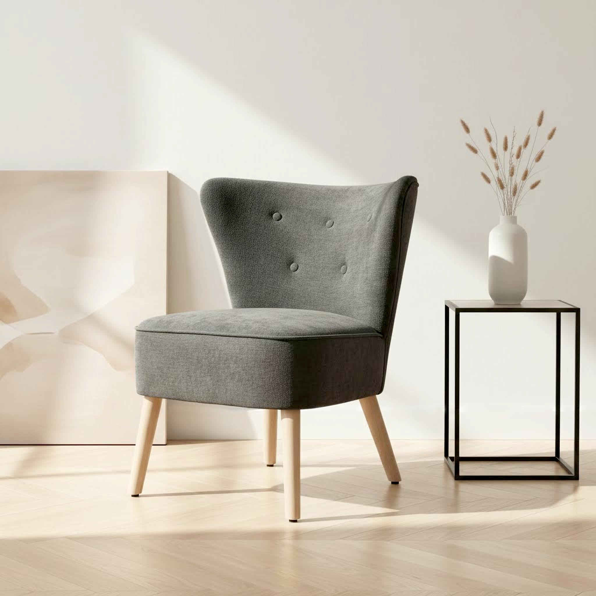 Home affaire Loungesessel »JORIEL moderner Ohrensessel mit Knopfsteppung« mit Echtholzfüssen und feinem Struktur-Bezug