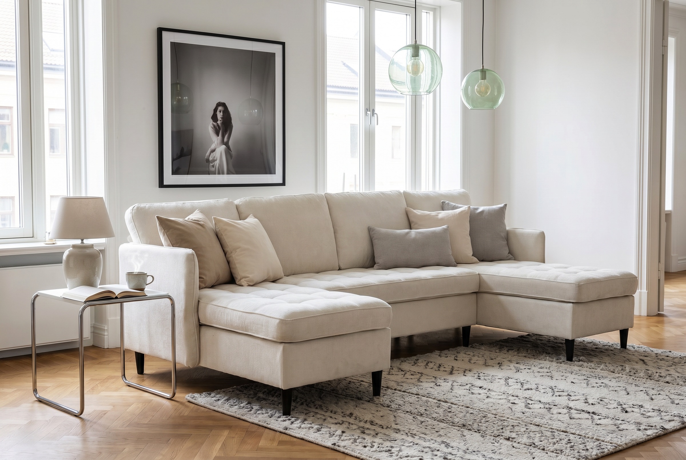 Dorel Home Paysage de salon »LINDHUS, U-Form, verschiedene Stellvarianten, Modulsofa« Recamiere, Stauraum, Cord und Chenille-Bezug