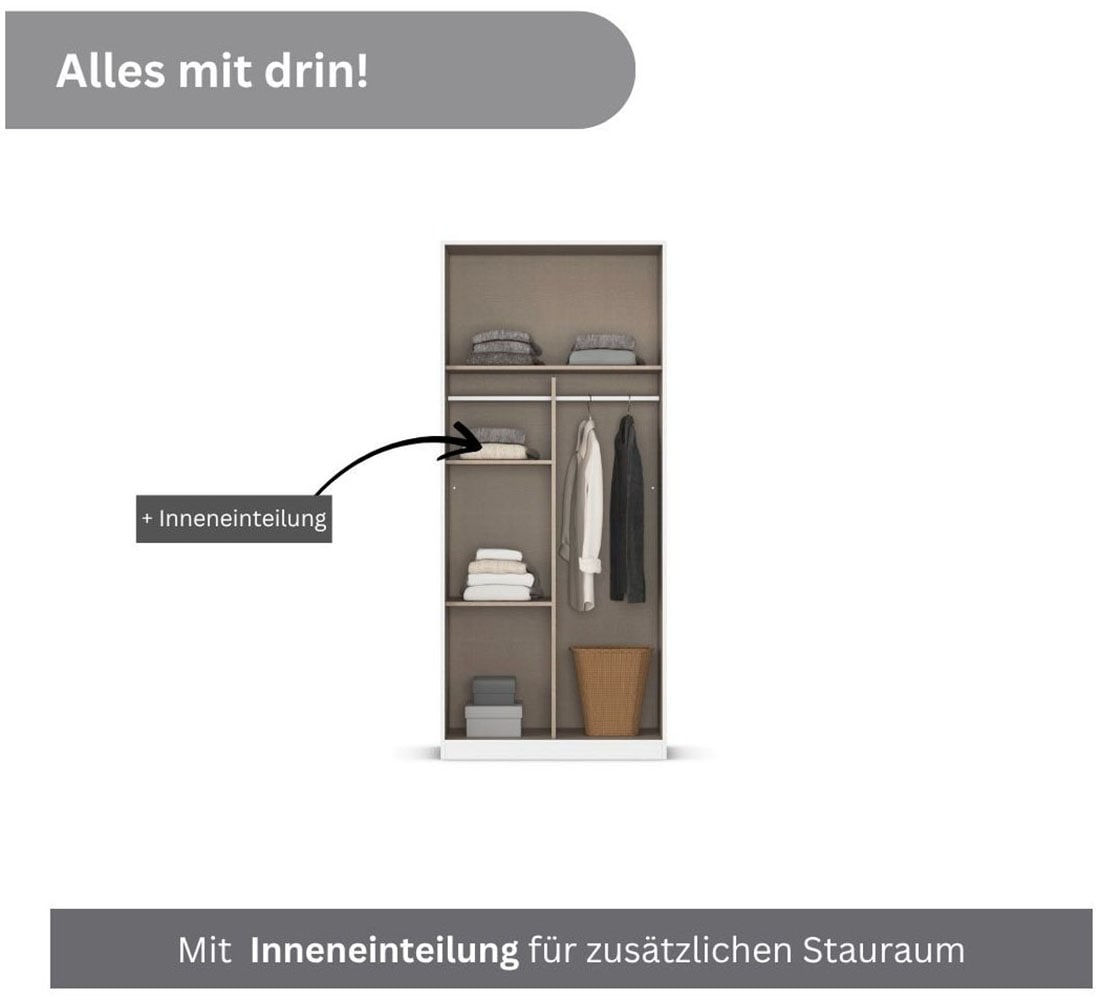 GOODproduct Kleiderschrank »Mehrzweckschrank Aktenschrank Möbel Mietswohnung Schlafzimmer OTELI« erhältlich in Breiten 91-360 cm, ab Breite 136cm inkl. Innenschubladen,  mit zusätzlichen Einlegeböden, optional mit Spiegel MADE IN GERMANY