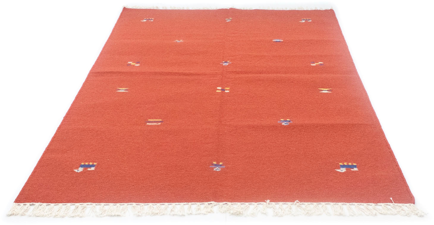 Wollteppich »Kelim Teppich handgewebt orange«, rechteckig, Kurzflor