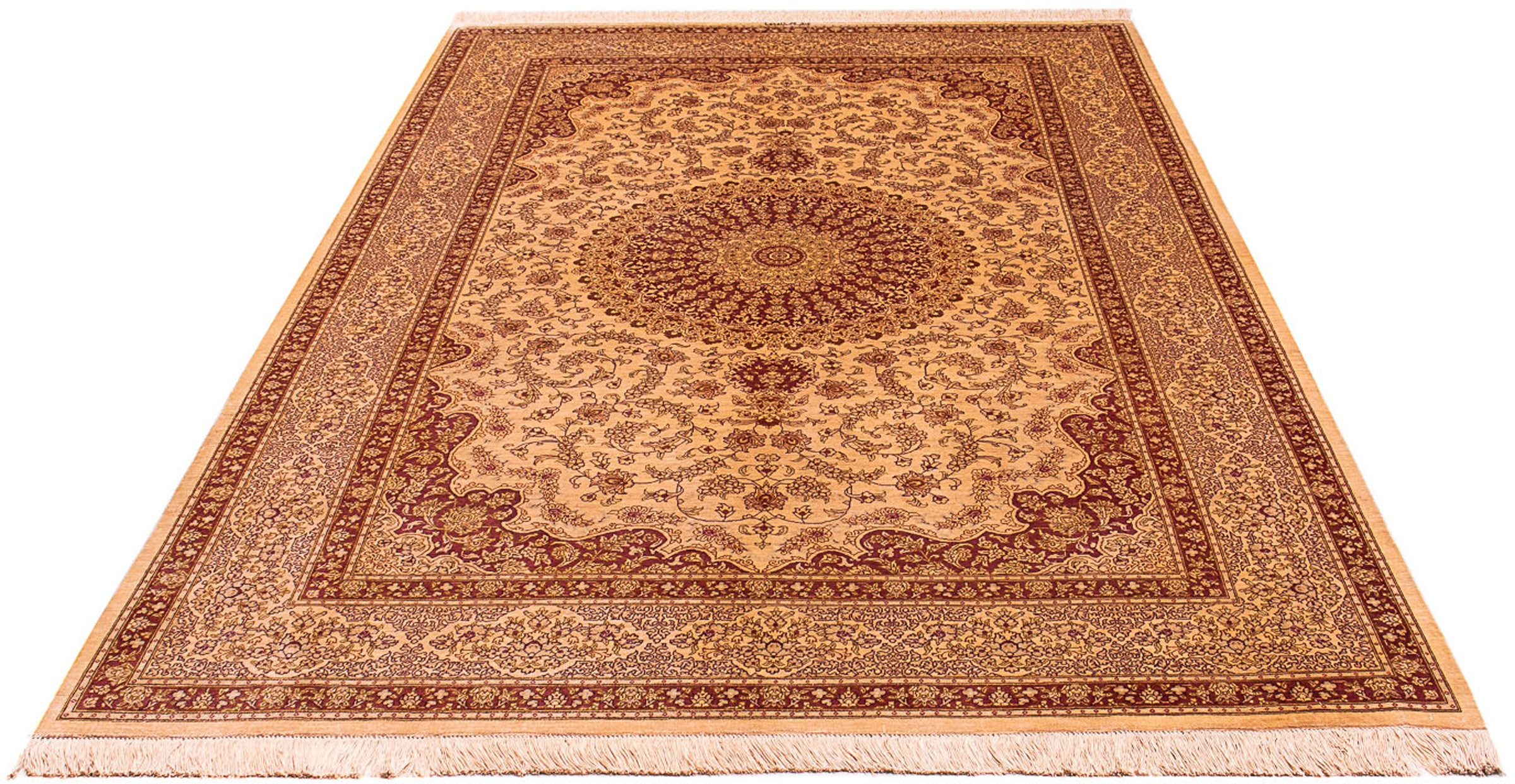 Image of morgenland Seidenteppich »Seidenteppich - Ghom Seide - Premium - 237 x 154 cm - braun«, rechteckig, 10 mm Höhe, Wohnzimmer, Handgeknüpft, Einzelstück mit Zertifikat bei Ackermann Versand Schweiz