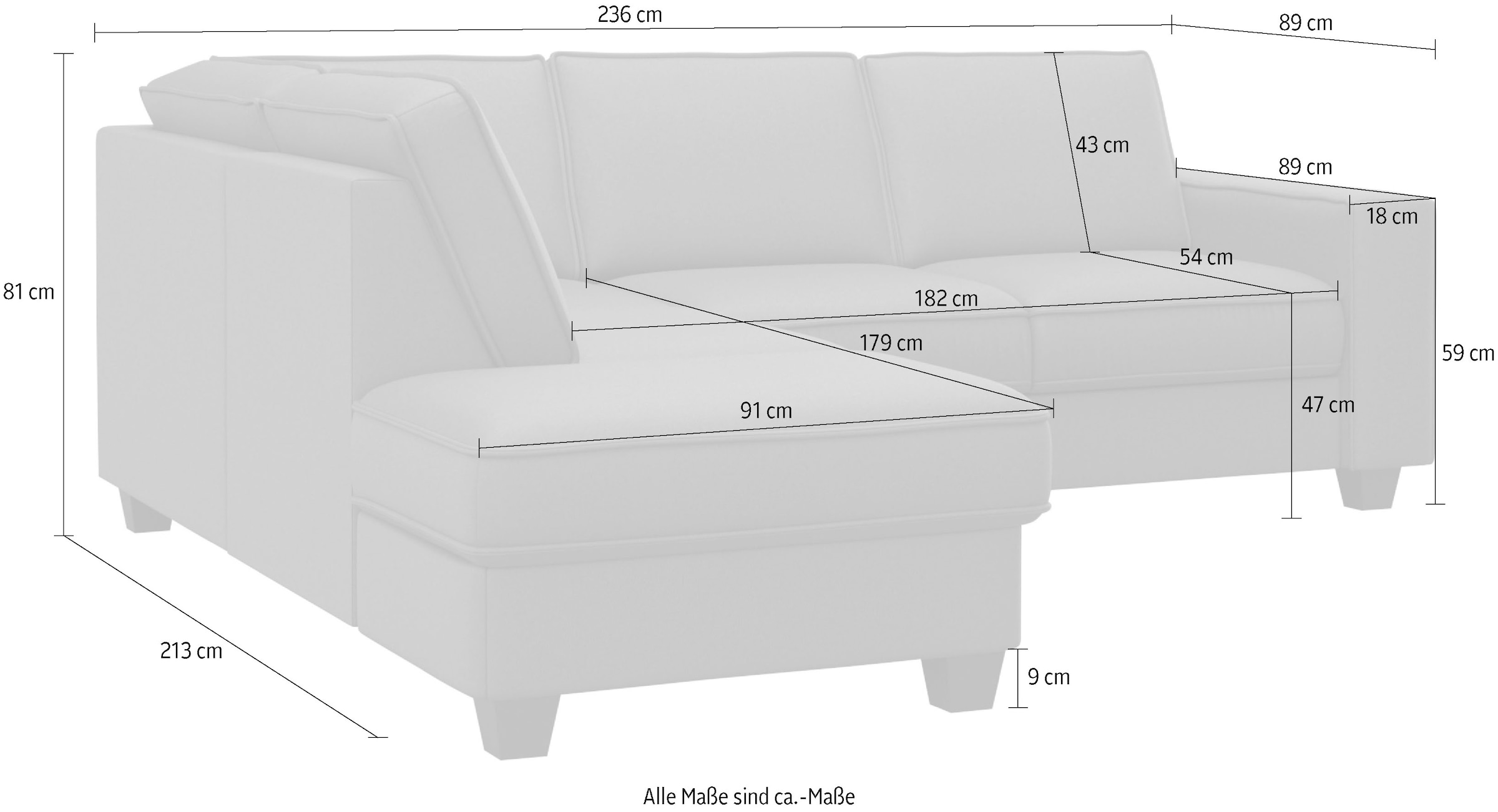 Home affaire Ecksofa »County L-Form« wahlweise Ottomane links oder rechts, mit Federkern-Polsterung