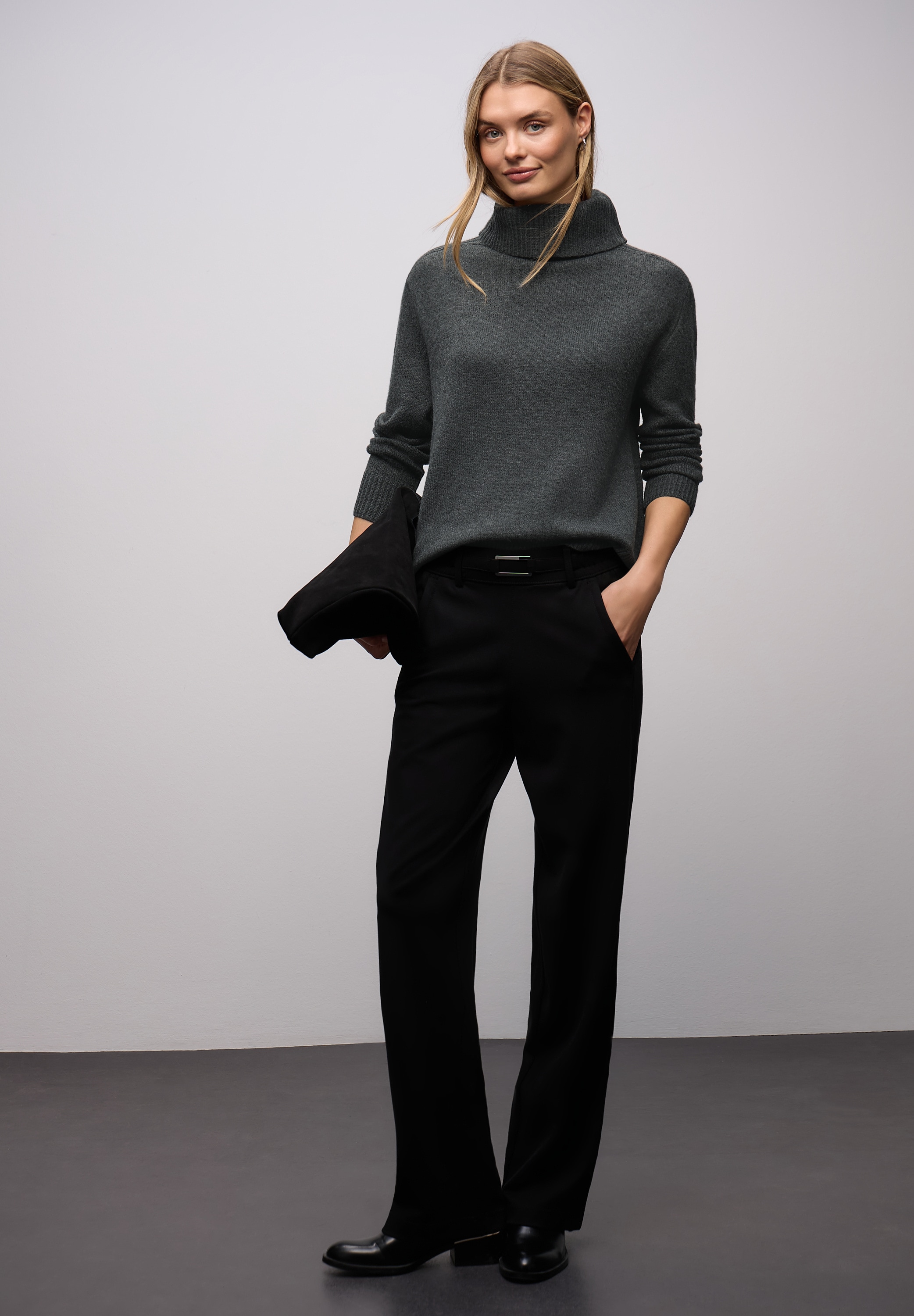 STREET ONE Pull à col roulé mit feinem Strickmuster