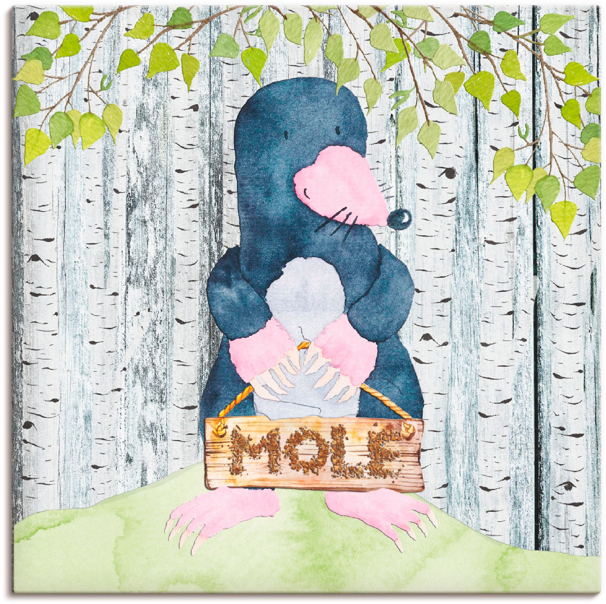 Image of Artland Wandbild »Waldfreunde- der fleissige Maulwurf«, Tiere, (1 St.), in vielen Grössen & Produktarten - Alubild / Outdoorbild für den Aussenbereich, Leinwandbild, Poster, Wandaufkleber / Wandtattoo auch für Badezimmer geeignet bei Ackermann Versand Sch