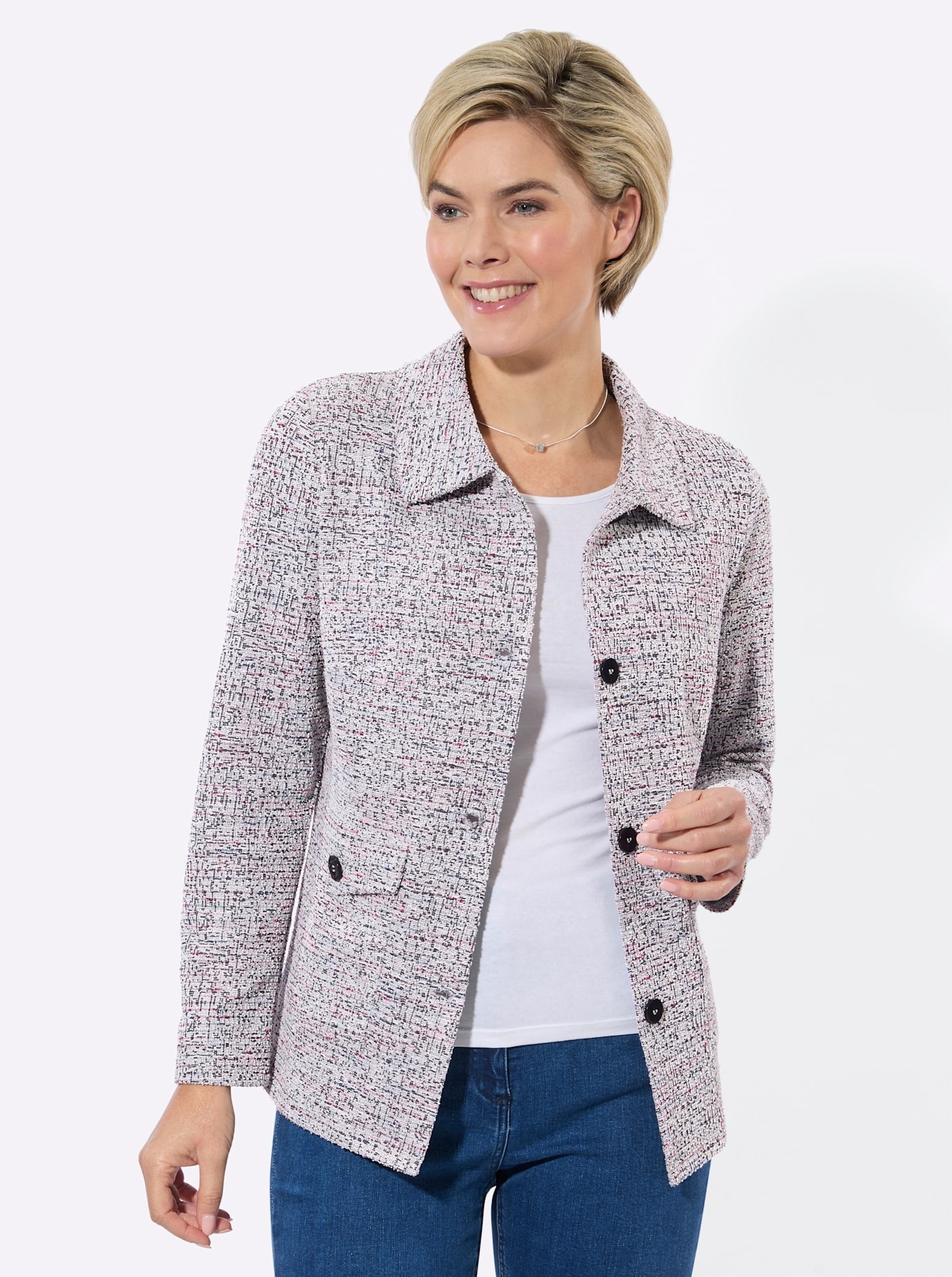 Image of Classic Basics Shirtjacke "Bouclé-Jacke" 1