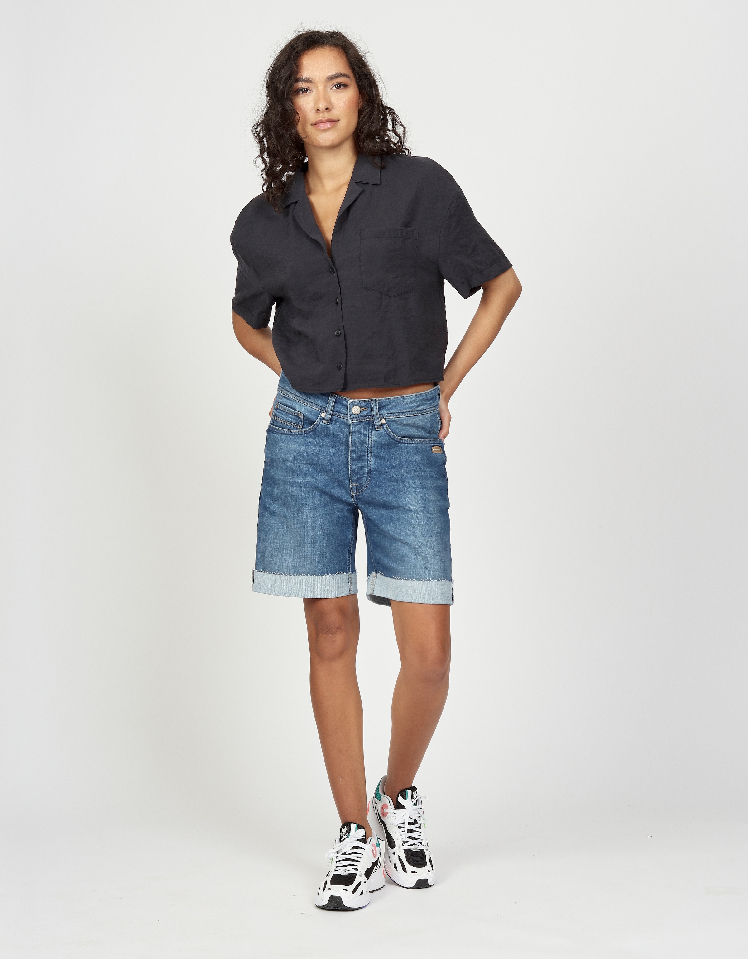 GANG Pantalon boyfriend »94NICA SHORTS«  mit offener Kante und Umschlagsaum