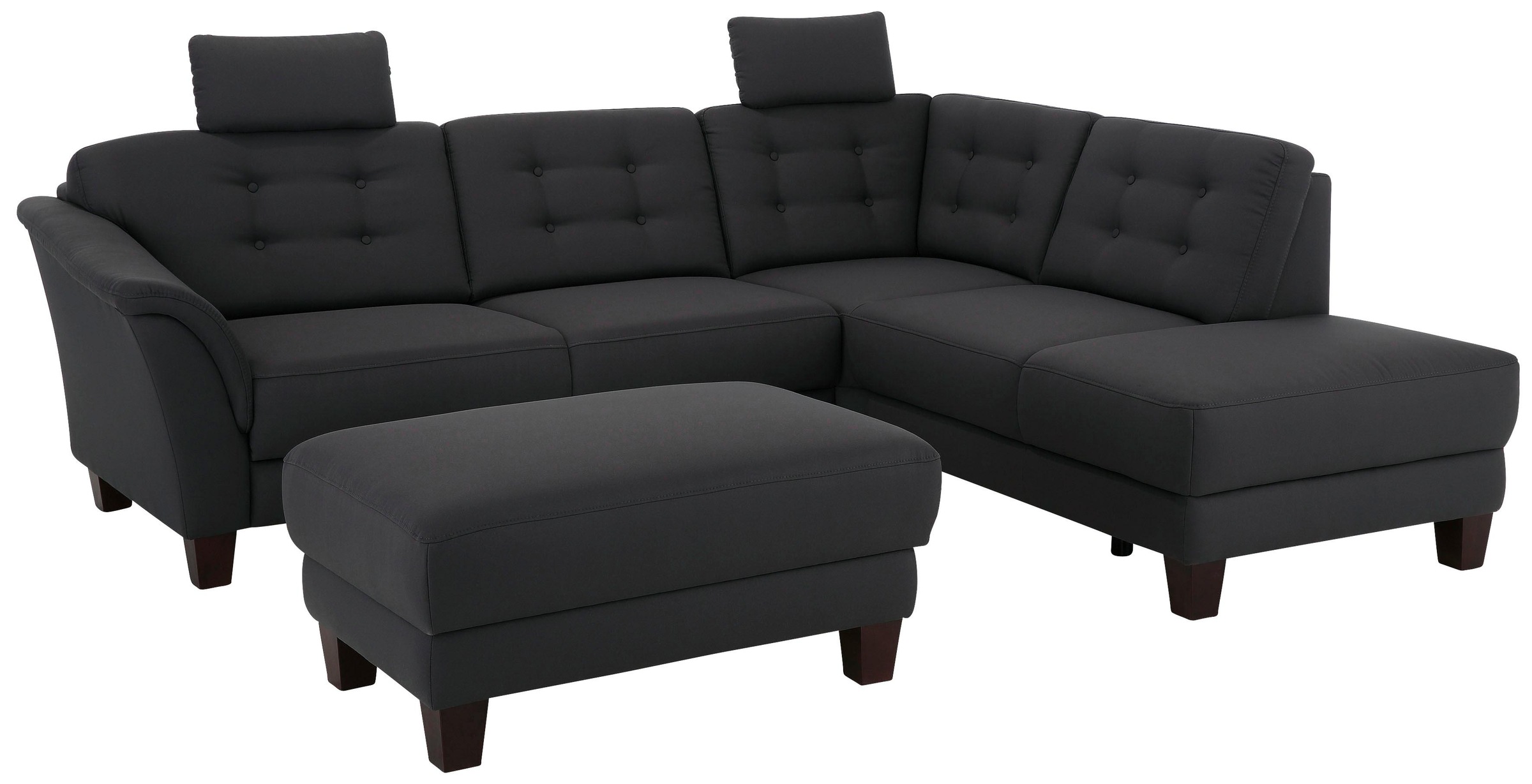Home affaire Ecksofa »Trondheim L-Form« mit Federkern und Knopfheftung im Rücken, Füsse Buche dunkel