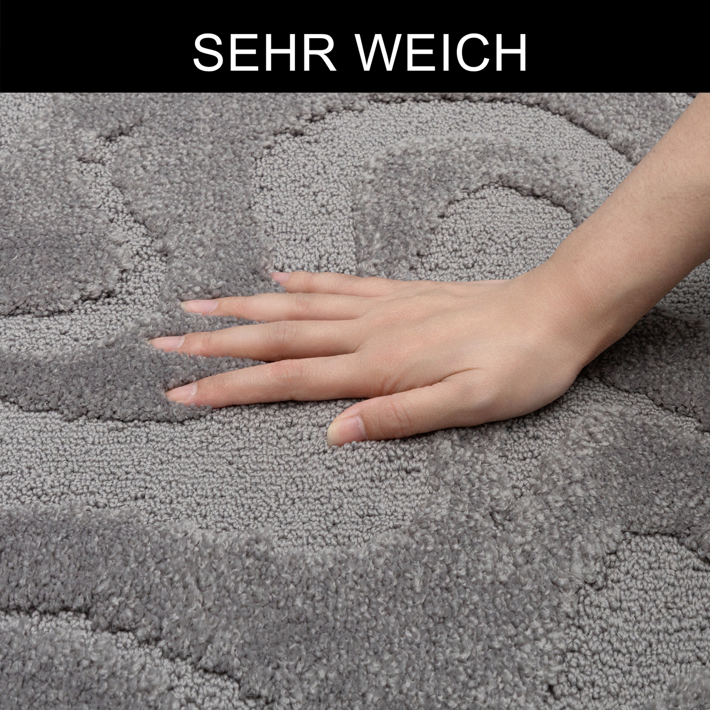 GOODproduct Badematte »Wave, Badvorleger, Badezimmer Teppich« Höhe 10 mm rutschhemmend beschichtet fussbodenheizungsgeeignet | schnell trocknend Hoch-Tief-Effekt, modernes Muster, Welle, Badteppich, Duschvorleger