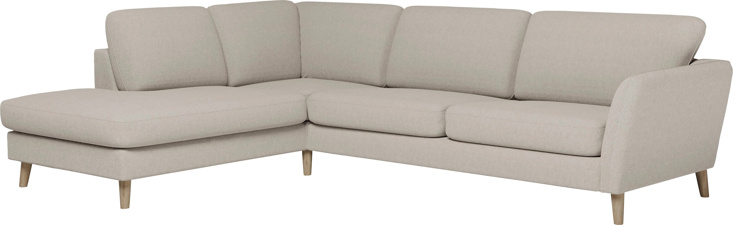 Home affaire Ecksofa »MARSEILLE 278/202 cm, L-Form, Ottom. rechts/links, verschiedene Bezüge«, Massivholzbeine Eiche, Landhausstil, Wellenunterfederung