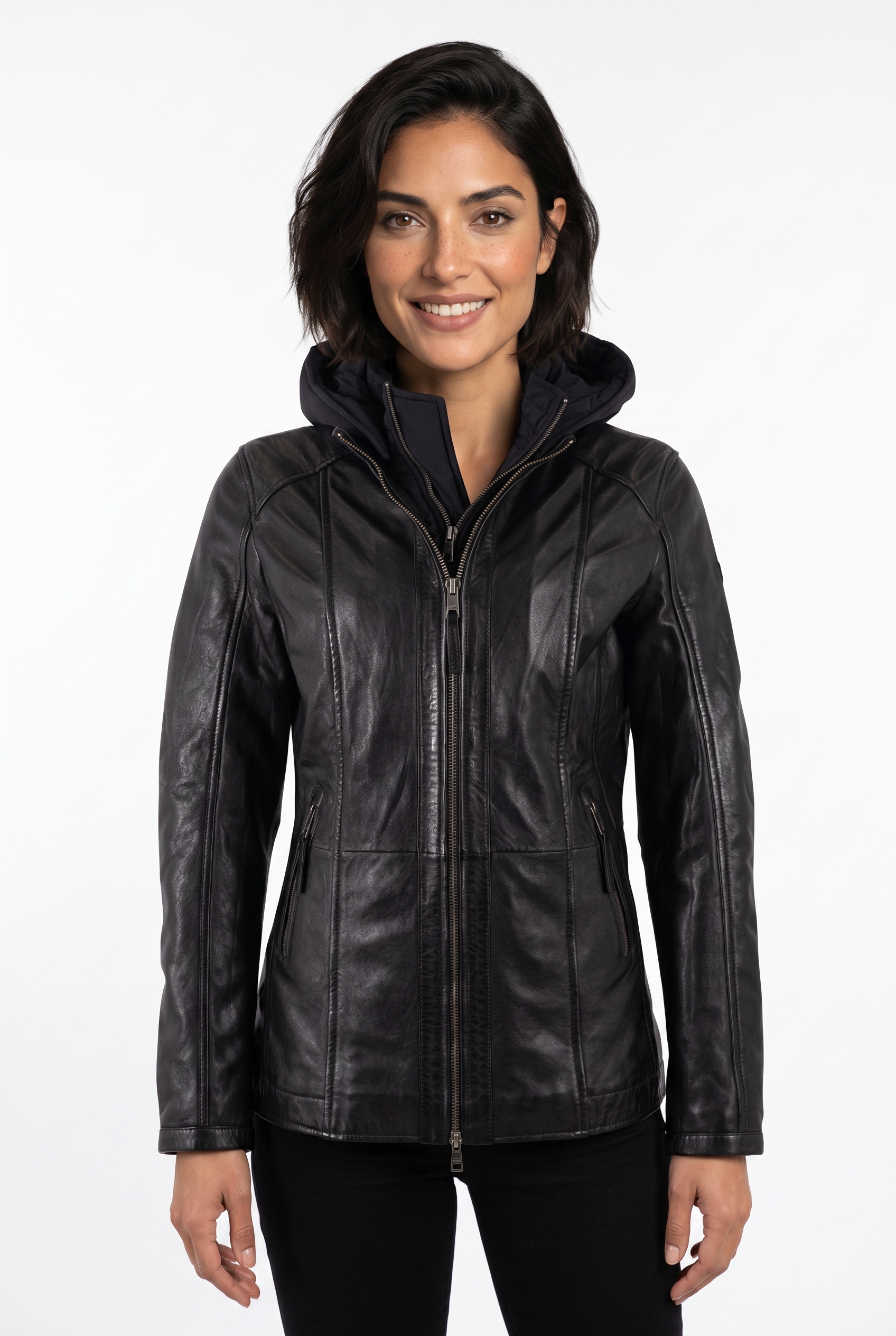 Image of Mauritius Lederjacke "MWIvara" mit Kapuze mit abnehmbarer Kapuze