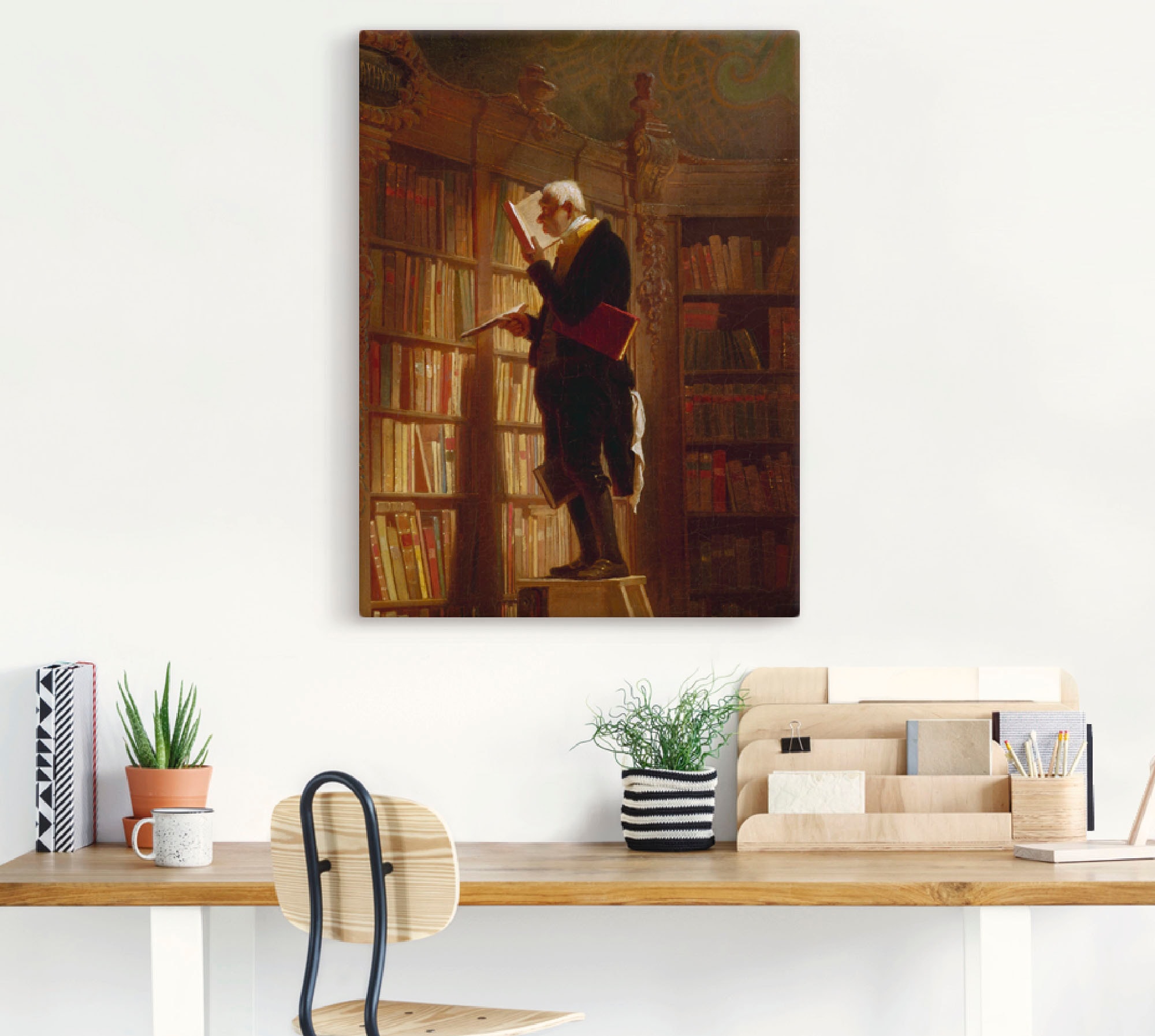Artland Wandbild »Der Bücherwurm günstig Grössen 1850«, Um als versch. St.), Wandaufkleber kaufen oder (1 Leinwandbild, in Poster Mann, (Detail)