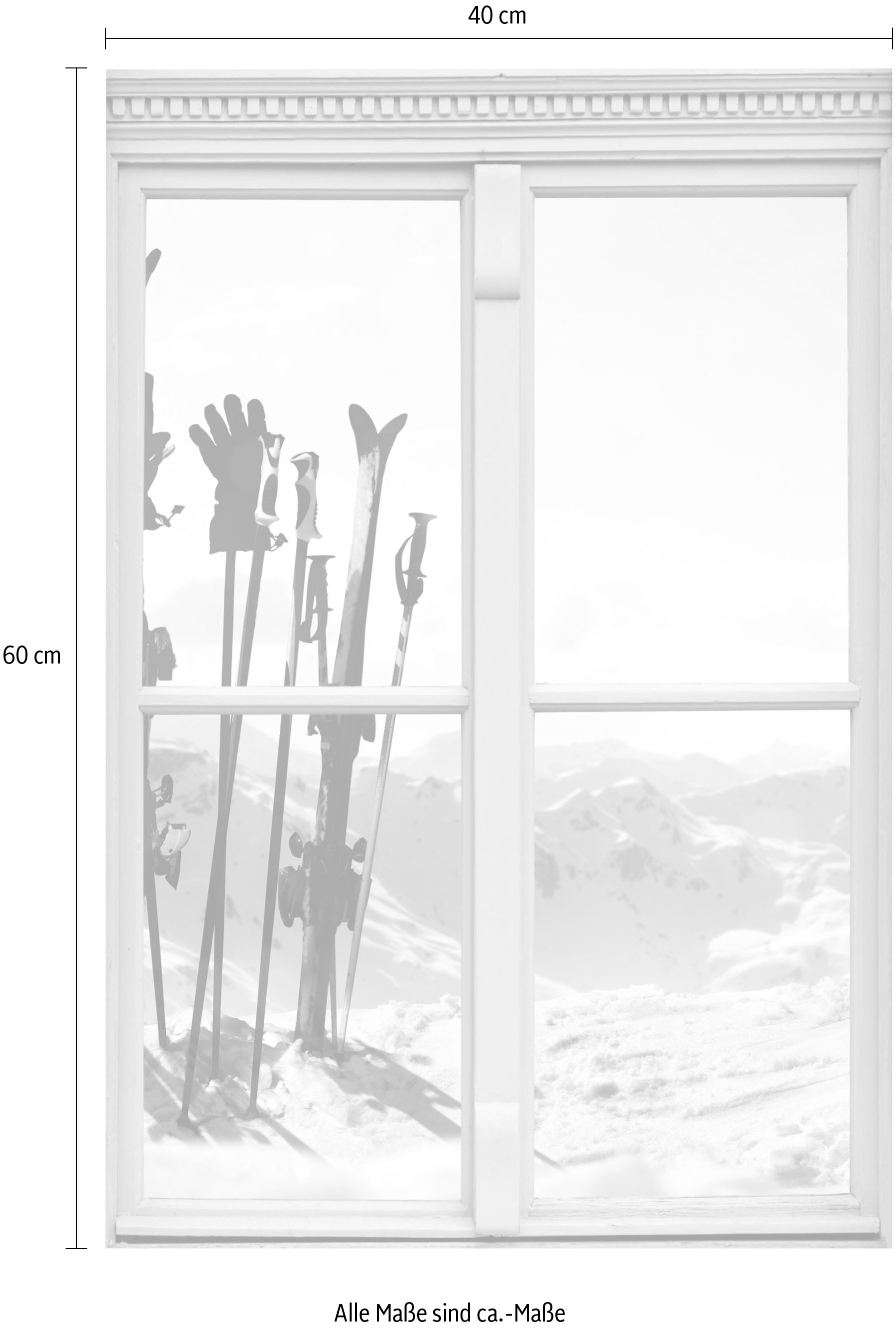 queence Wandsticker »Skier auf Berg«, Wandsticker, Wandbild, selbstklebend, 3D, Fenster
