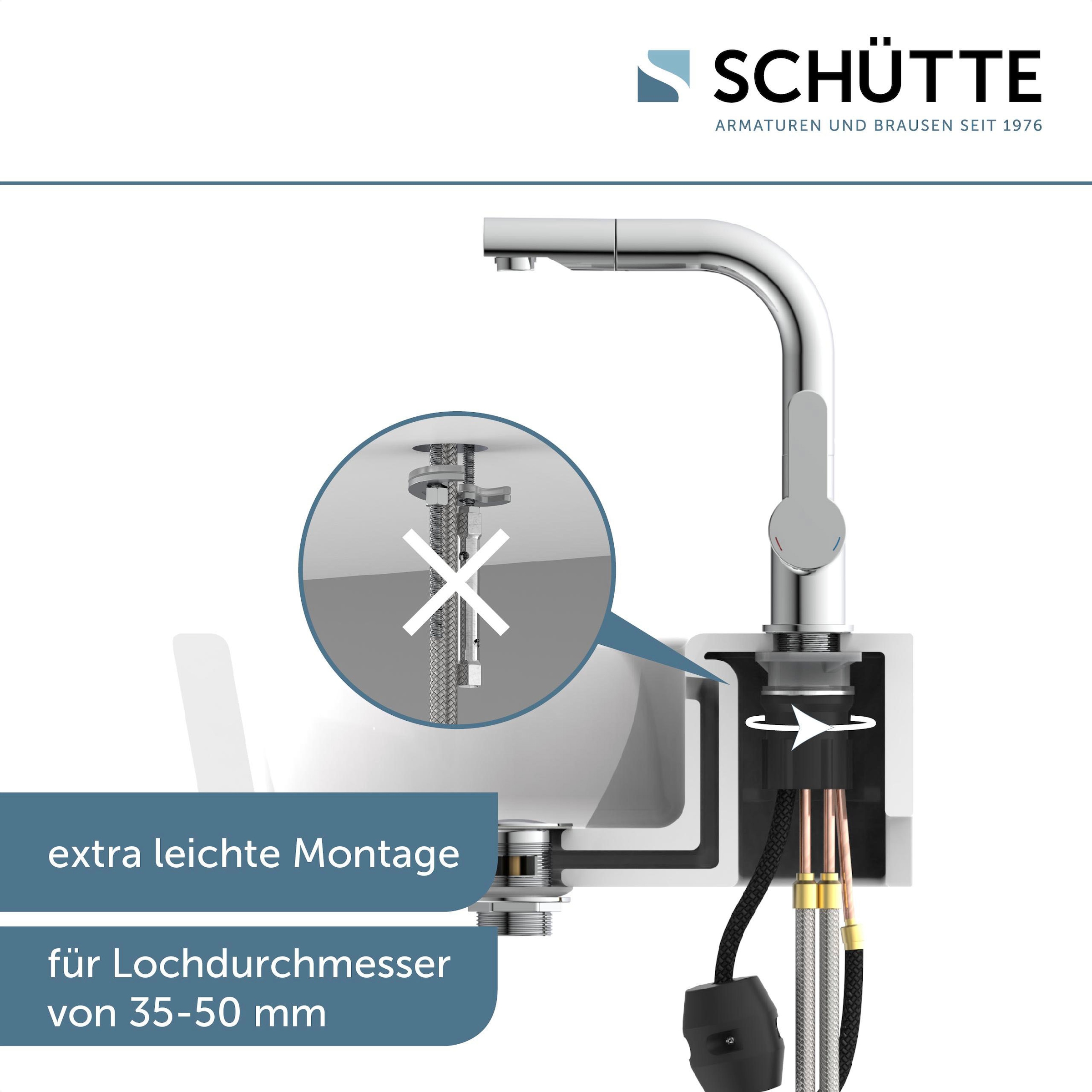 Schütte Robinetterie de salle de bain »3-teilige Serie LONDON« Ensemble,  Économique, protection anti-brûlure, pivotant à 360°, économiseur d’eau