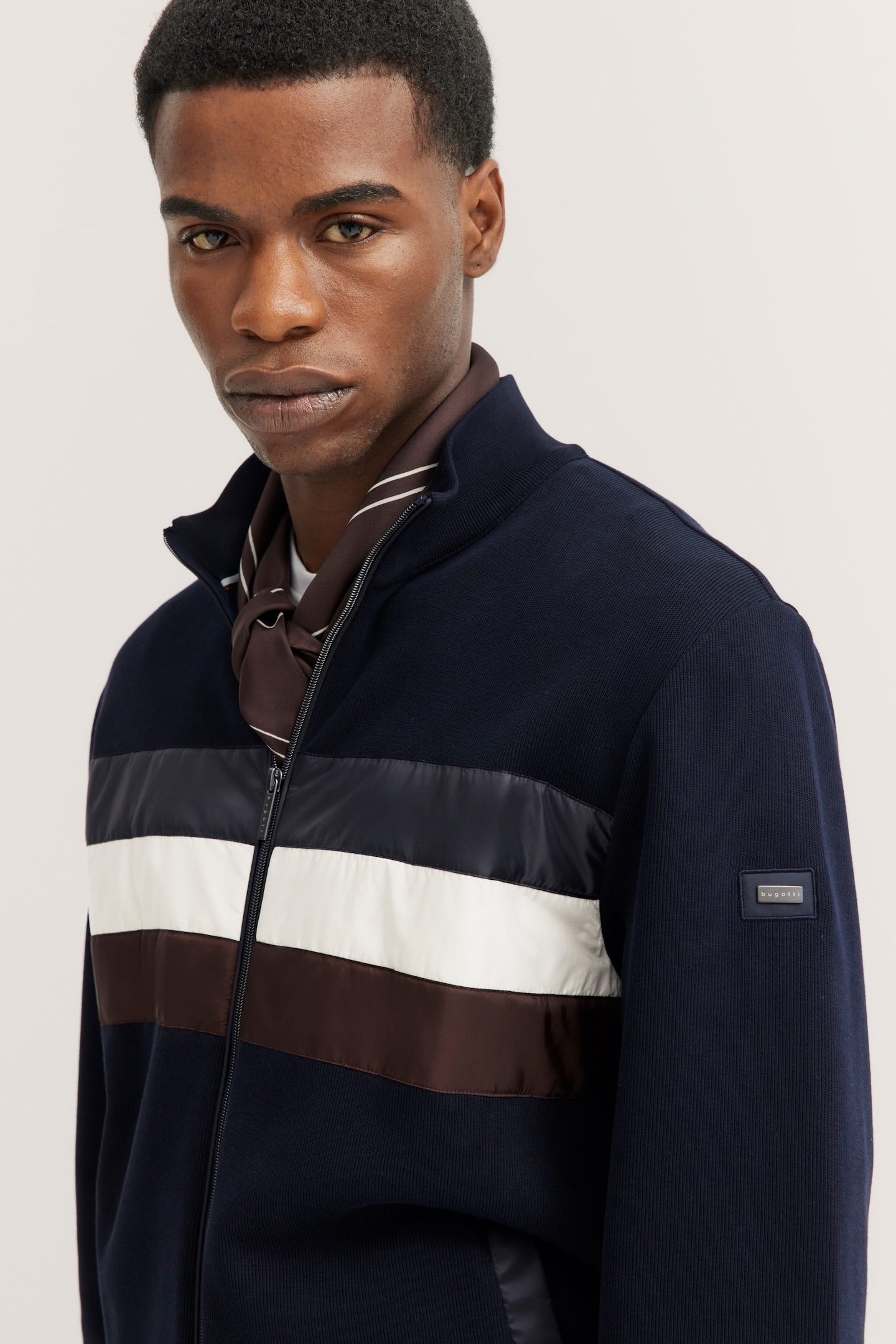 bugatti Sweatjacke, mit Reissverschluss und Stehkragen