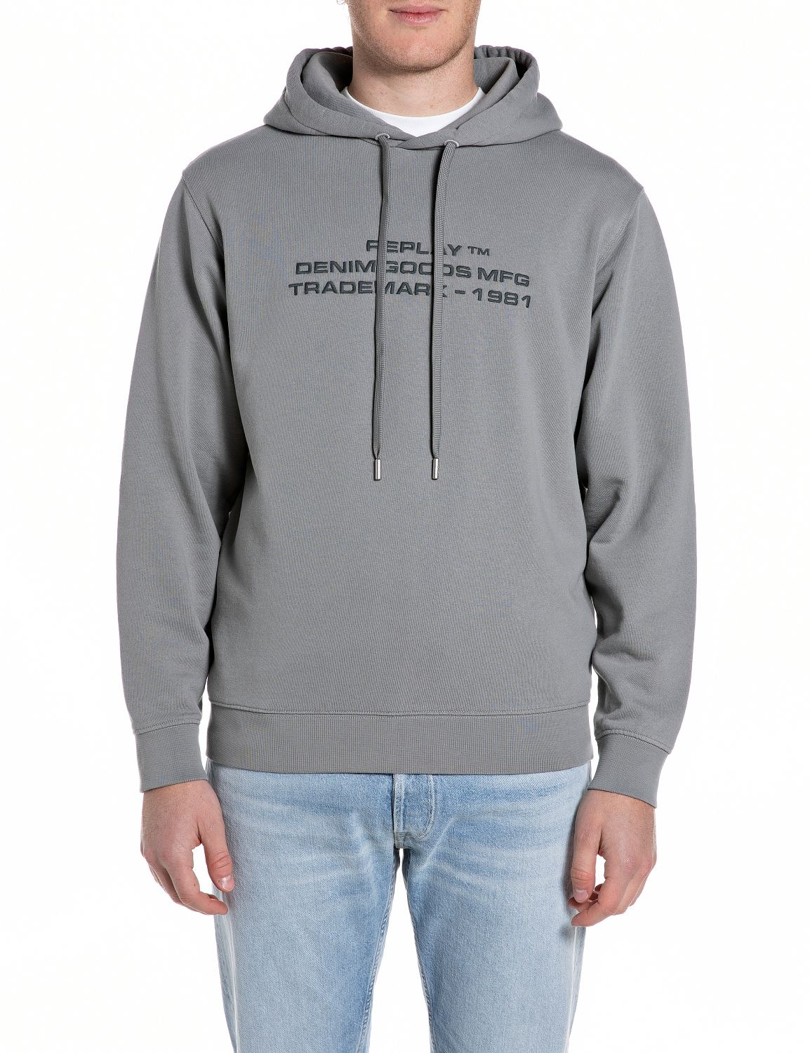 Image of Replay Hoodie, mit gesticktem Schriftzug auf der Vorderseite