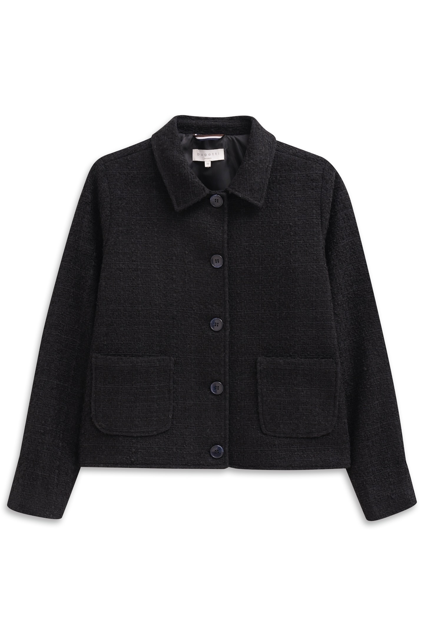 bugatti Hemdjacke »Bouclé« mit Knopfleiste und aufgesetzten Taschen