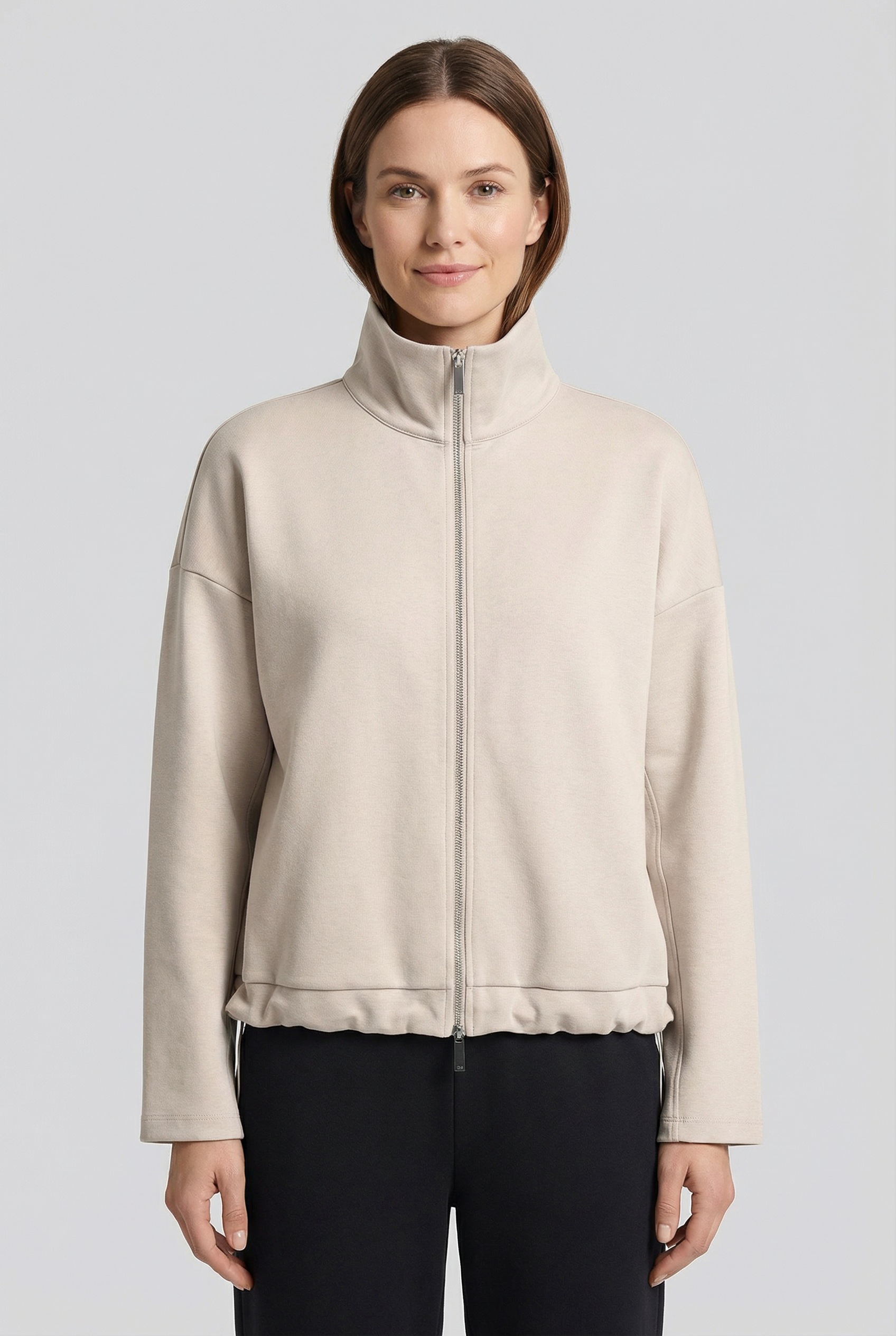 Image of RICHROYAL Sweatjacke Tunnelzug-Saum, Stehkragen, regular fit