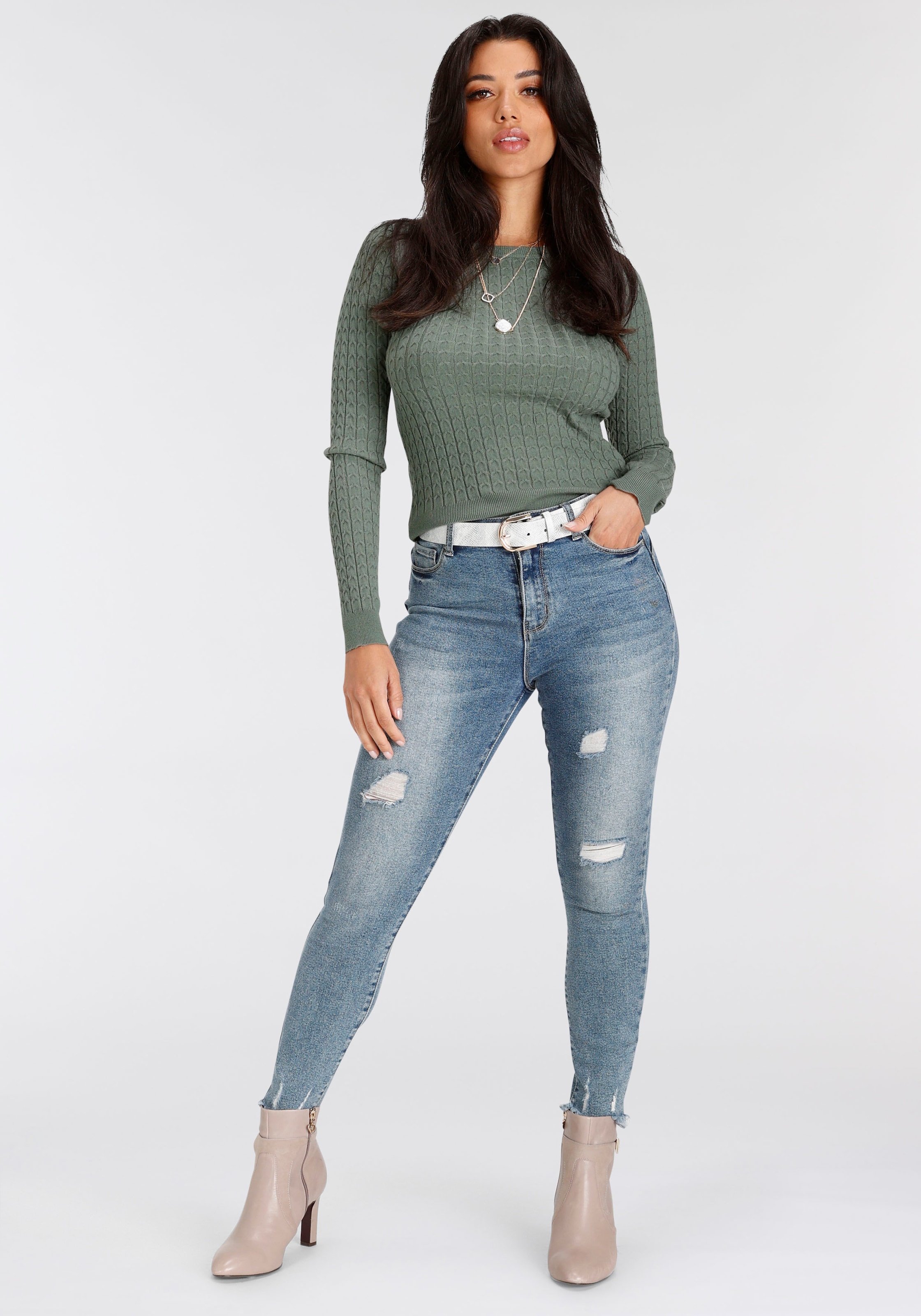 Melrose Strickpullover, mit Zopfmuster