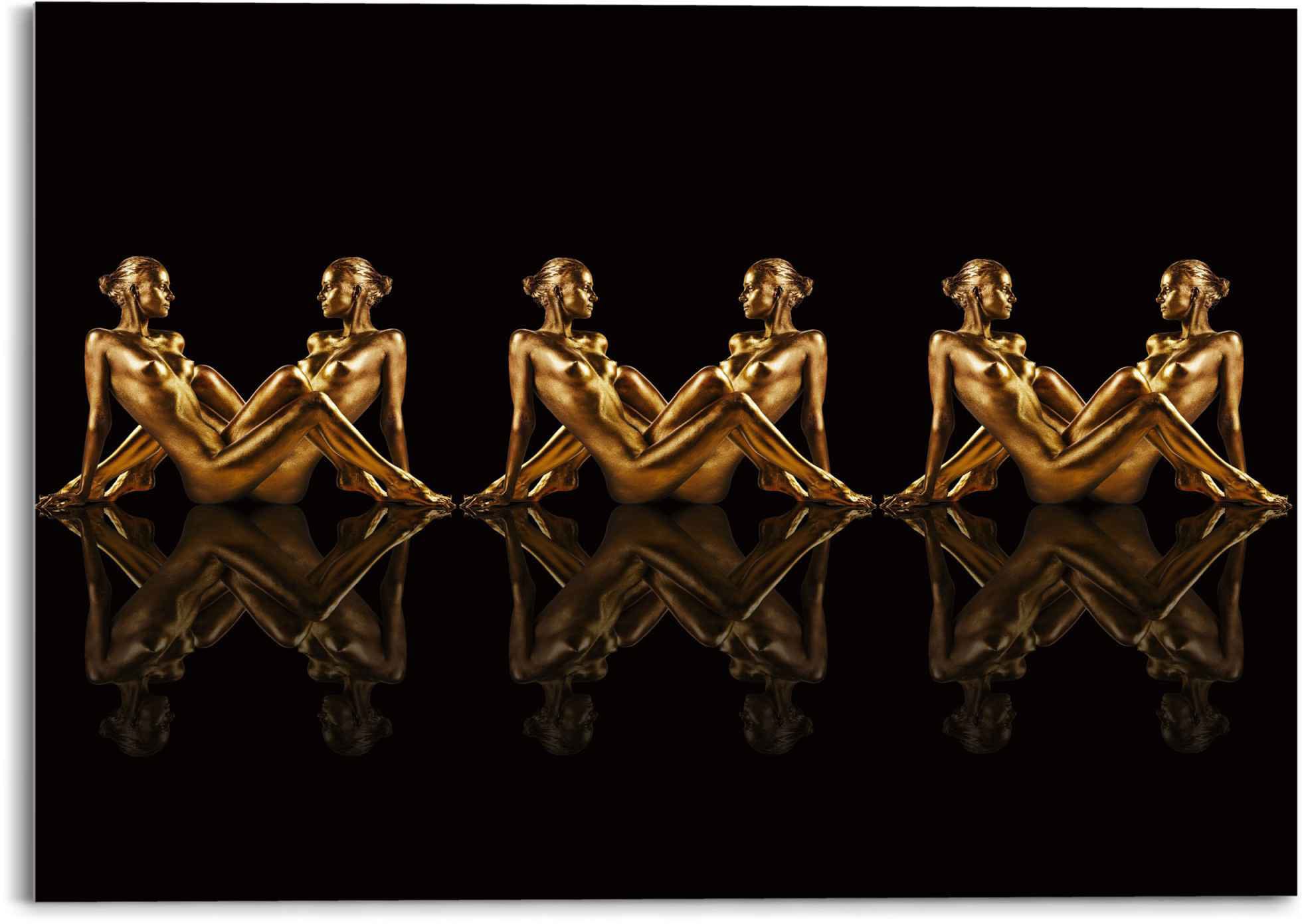 Image of Reinders Glasbild "Glasbild Frauen in Gold Symmetrie - Caleidoscoop" Frau 1 Stk. tlg.