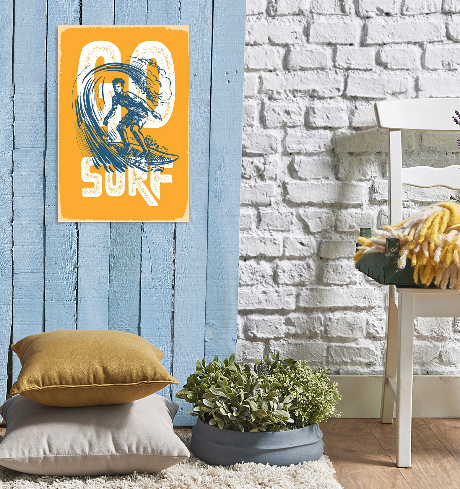 Image of queence Metallbild "Go Surf" 1 Stk. tlg. Stahlschilder