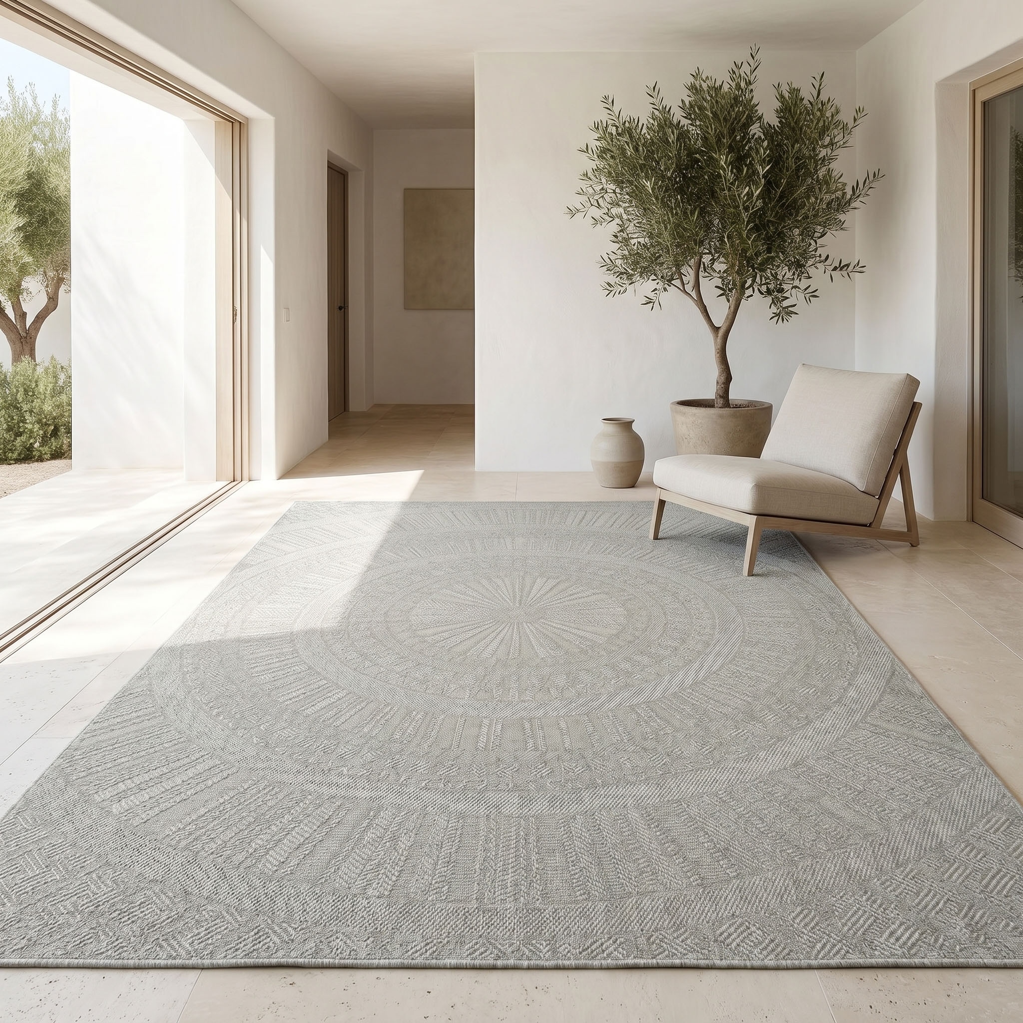 Bruno Banani Teppich »Solan, ethno, boho-inspiriert, In- und Outdoor geeignet« rechteckig 5 mm Höhe Mandala, Kreise, Küche, Wohnzimmer, Camping, Balkon